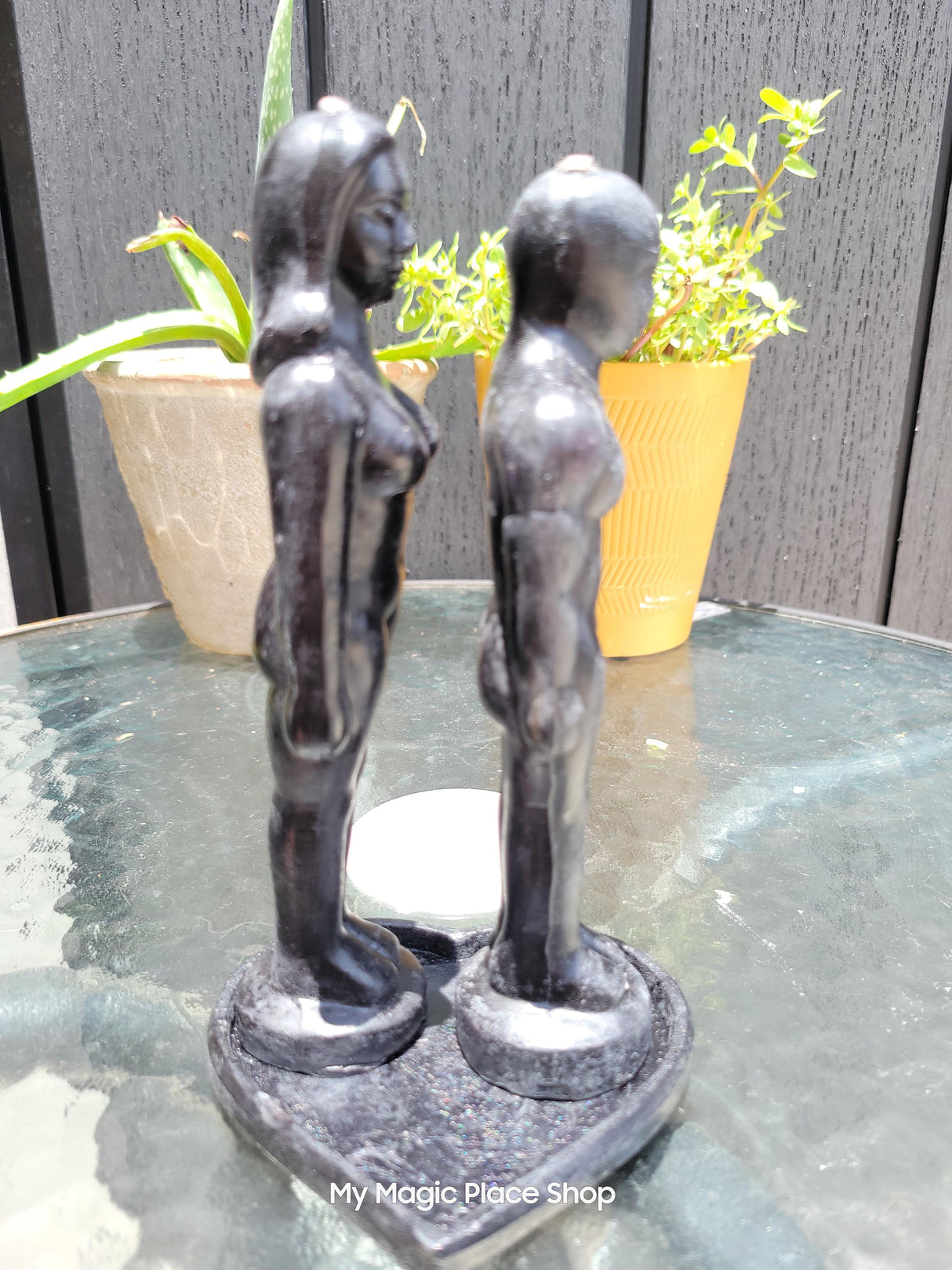 Black 3-Piece Couple & Heart Candle Set – Intentional Figurine Candles for Ritual or Decor