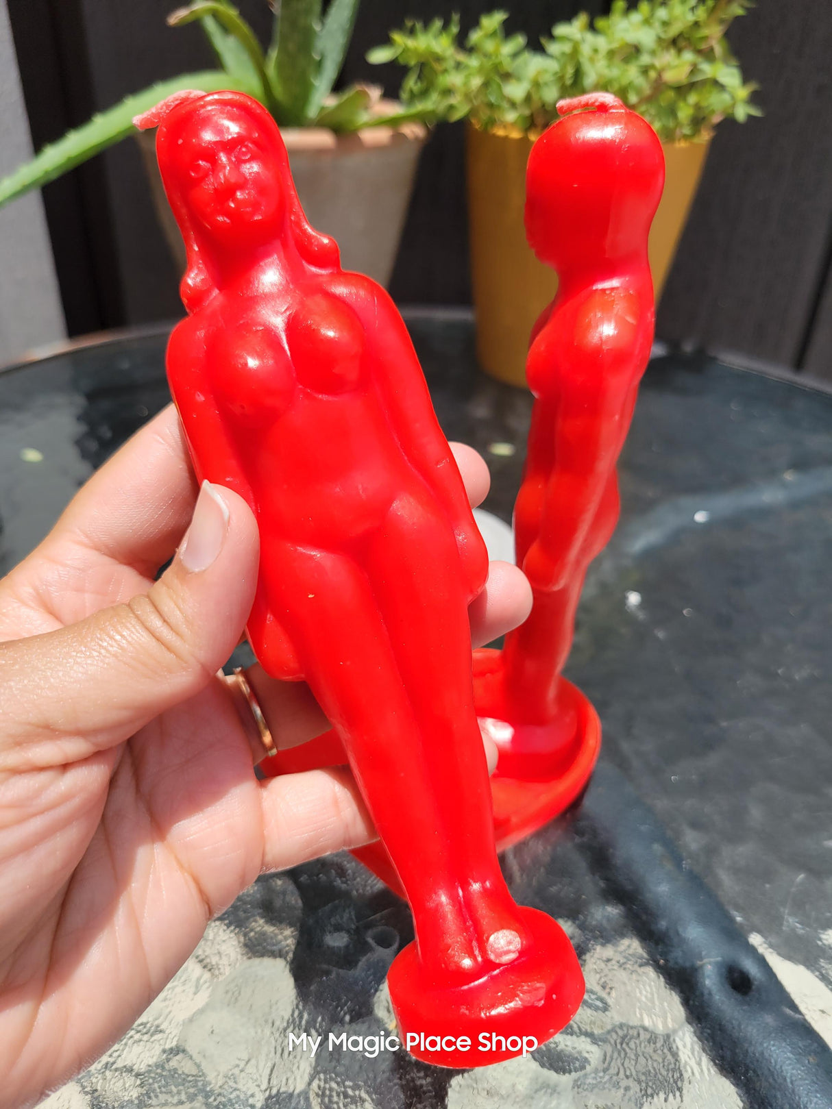 Red Couple Candle Set: Soy Wax Handmade Ritual Candles with Heart