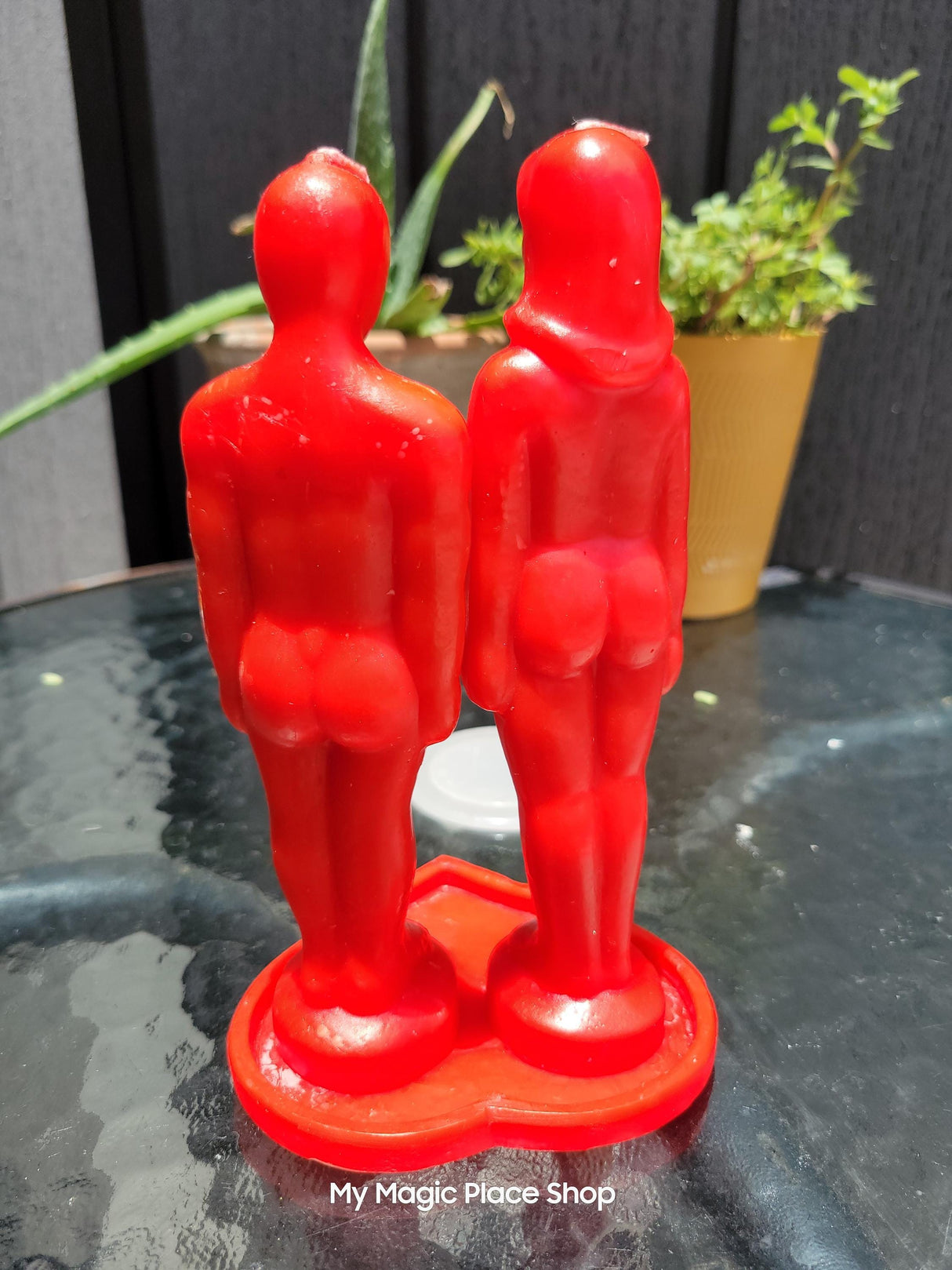 Red Couple Candle Set: Soy Wax Handmade Ritual Candles with Heart