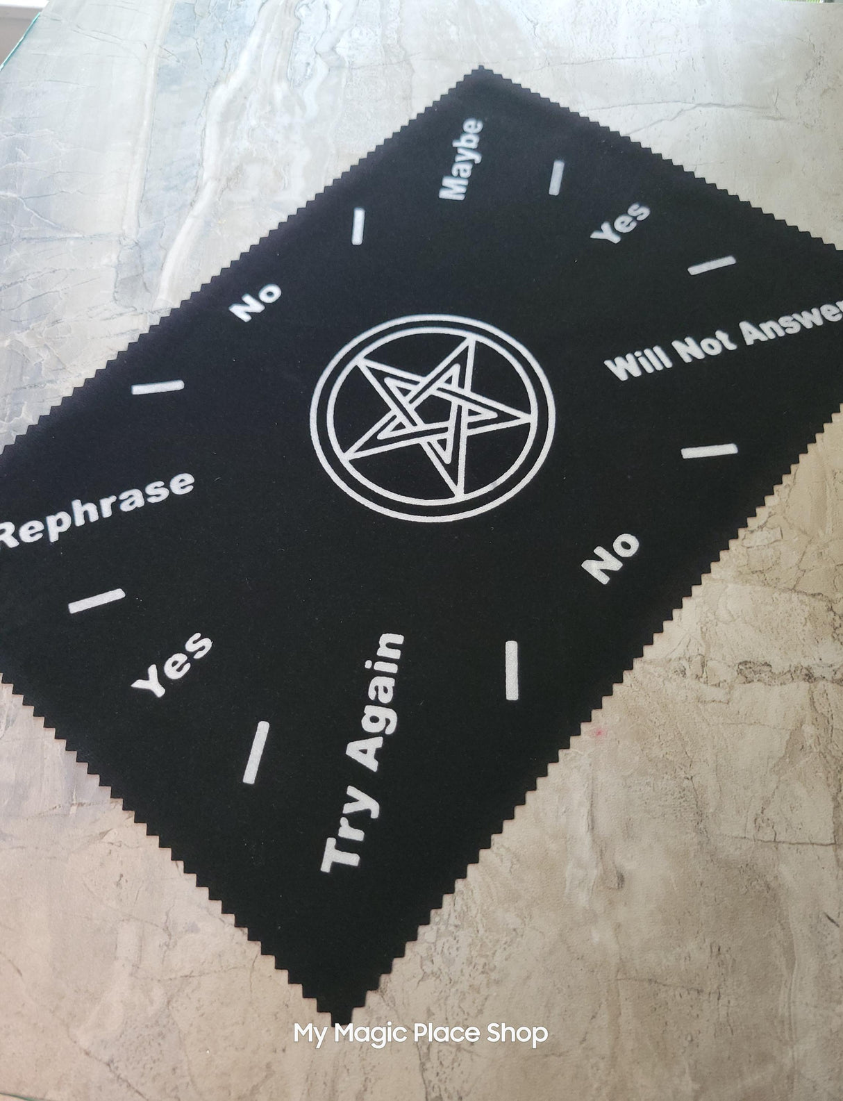 Pentagram Pendulum Mat: Black Velvet Celtic Divination Altar Cloth