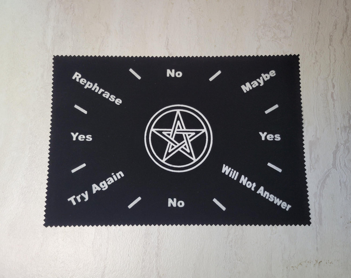 Pentagram Pendulum Mat with Celtic Border | Black Velvet Divination Tool for Wicca, Pagan, and Witchy Altar Supplies | 8x12 Inches