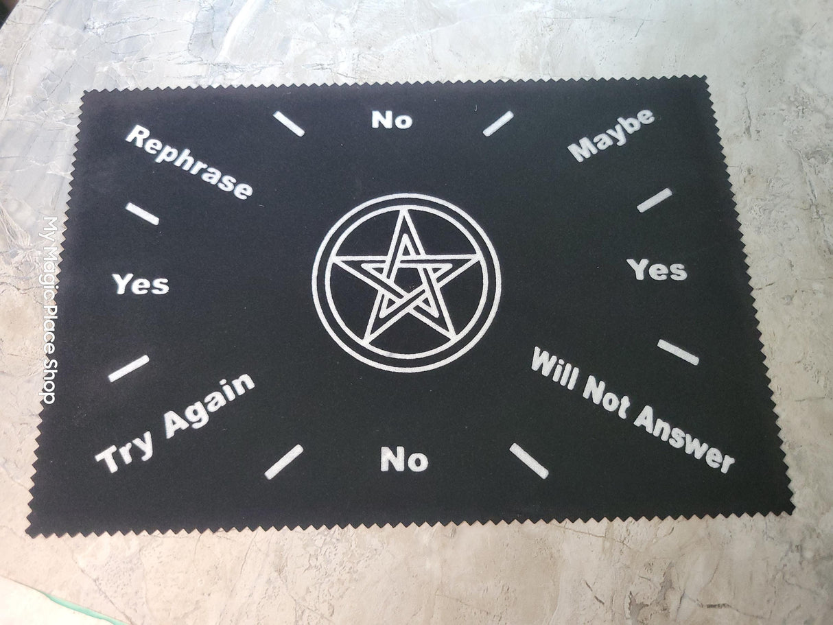 Pentagram Pendulum Mat with Celtic Border | Black Velvet Divination Tool for Wicca, Pagan, and Witchy Altar Supplies | 8x12 Inches