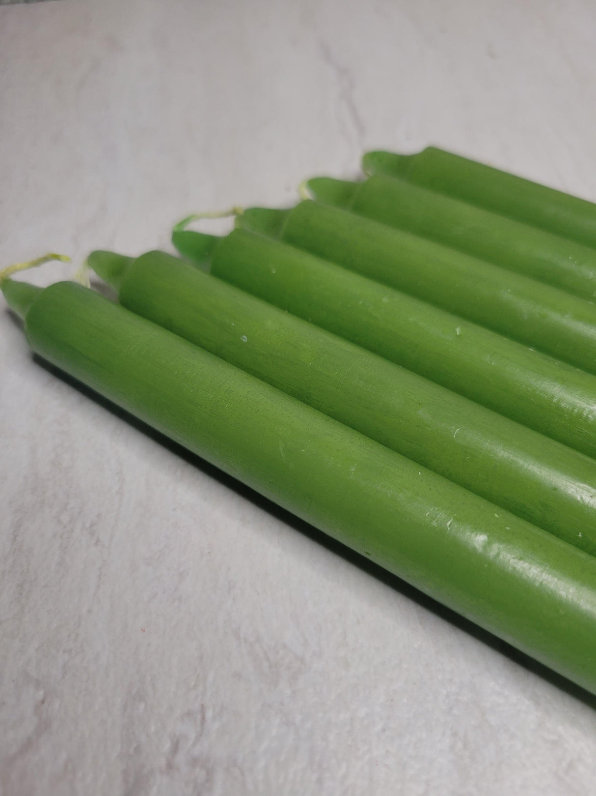 Green Taper Candles: 6-Inch Vibrant Candle Set Handmade