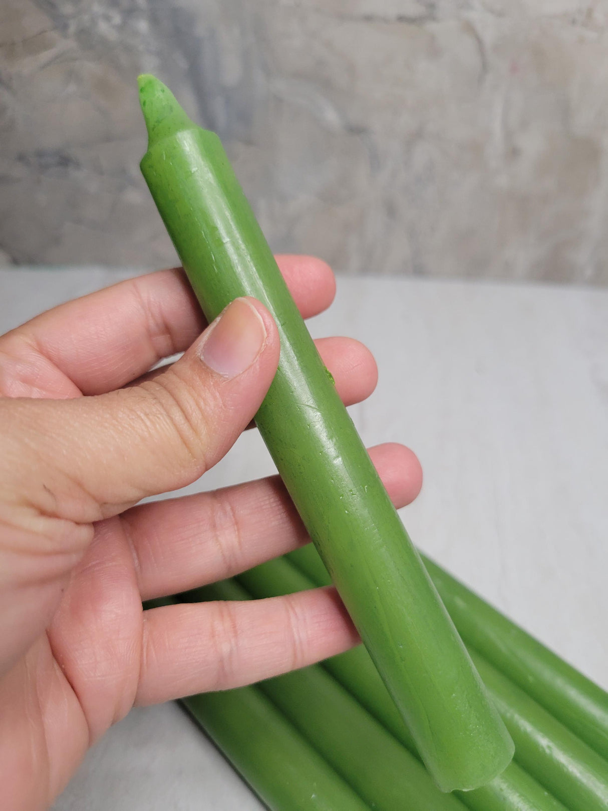 Green Taper Candles: 6-Inch Vibrant Candle Set Handmade