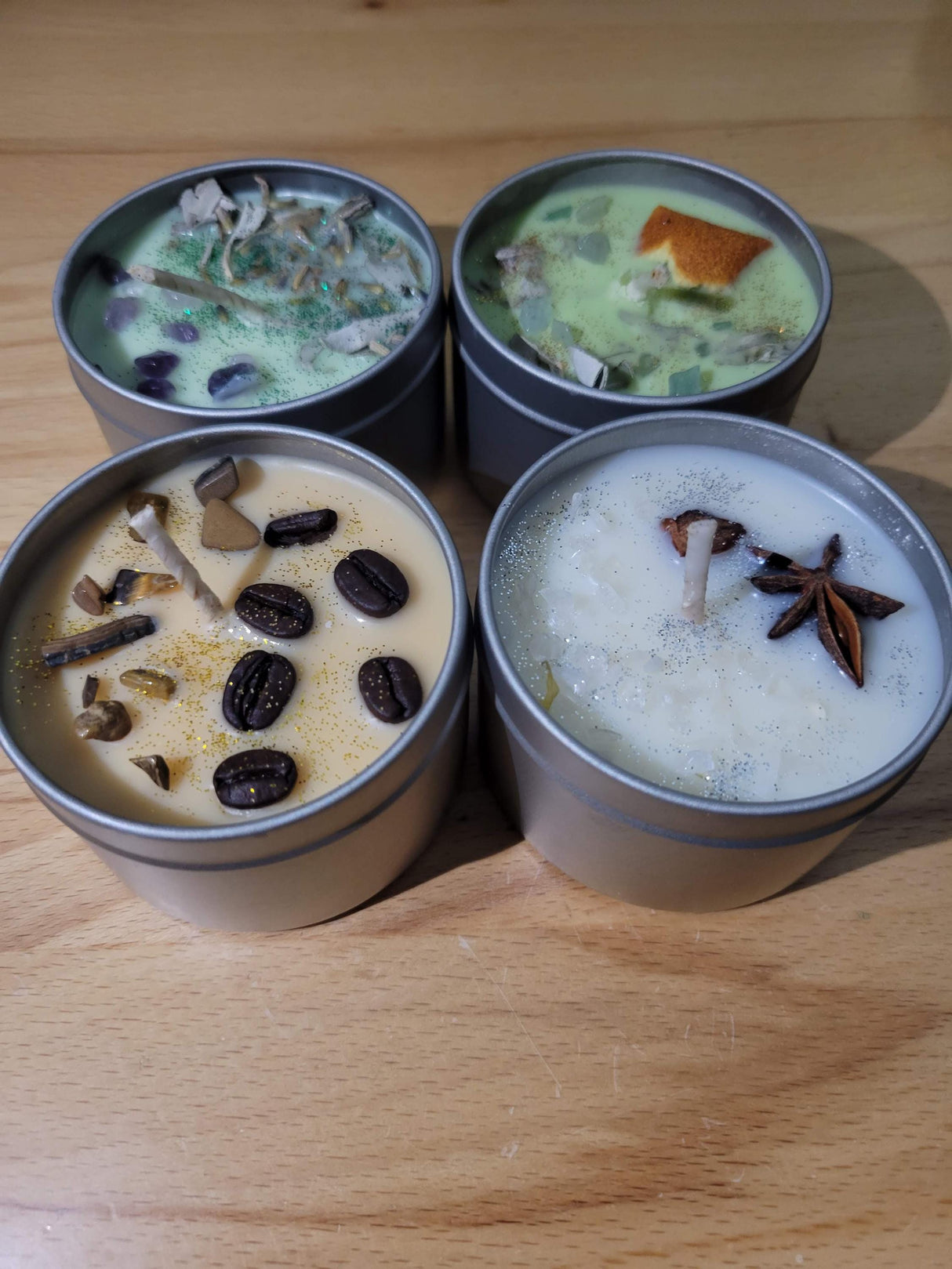 Crystal Infused Soy Candle | Floral Herbs, Ritual Decor