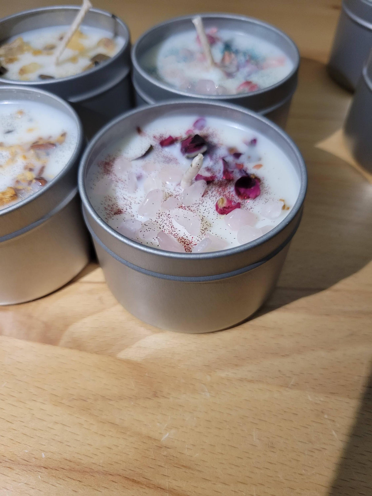 Crystal Infused Soy Candle | Floral Herbs, Ritual Decor