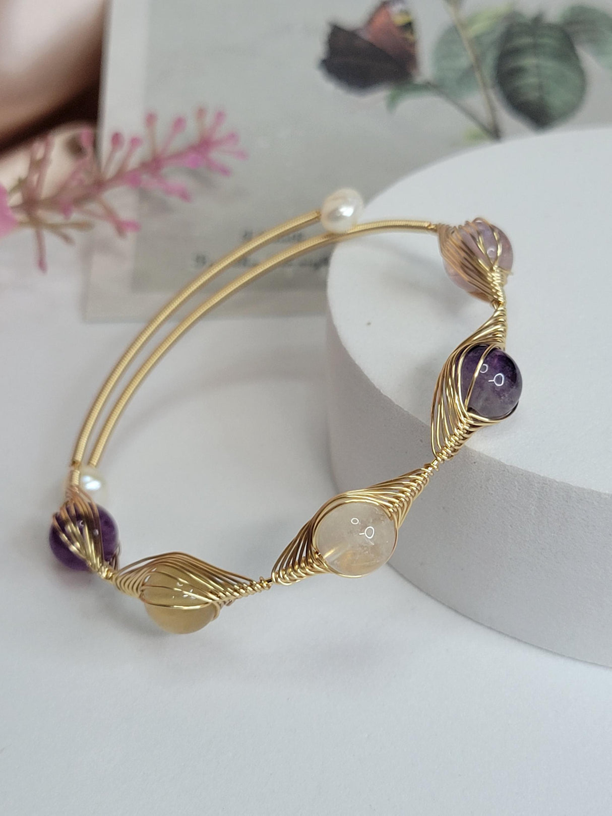 Crystal Bangle Gold Plated Elegant Jewelry for Women, Stylish Accessory for Special Occasions