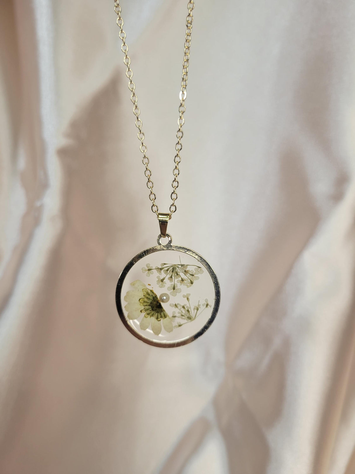 Flower Resin Necklace, Handmade Unisex Pendant, Unique Nature Gift, For Birthdays & Occasions