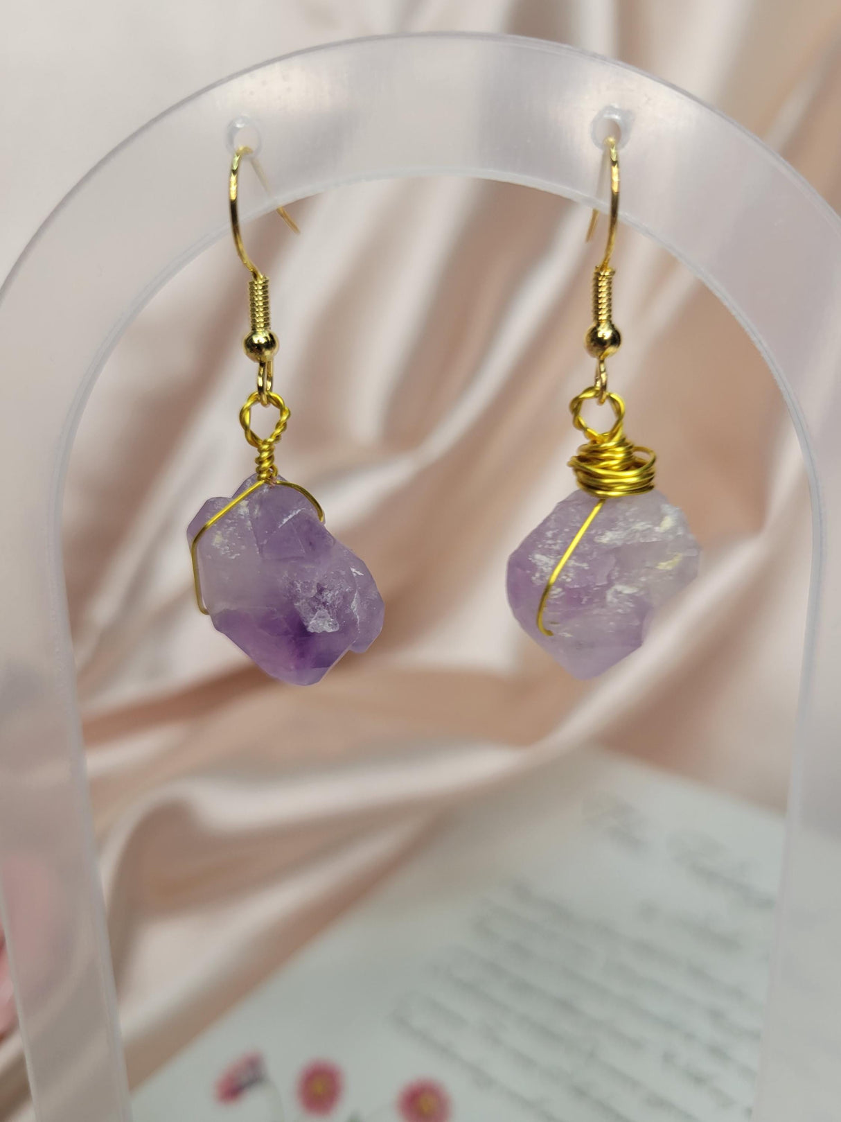 Amethyst Raw Earring, Handcrafted Crystal Earrings, Meditation Jewelry, Unique Gift for Women, Spiritual Accessory