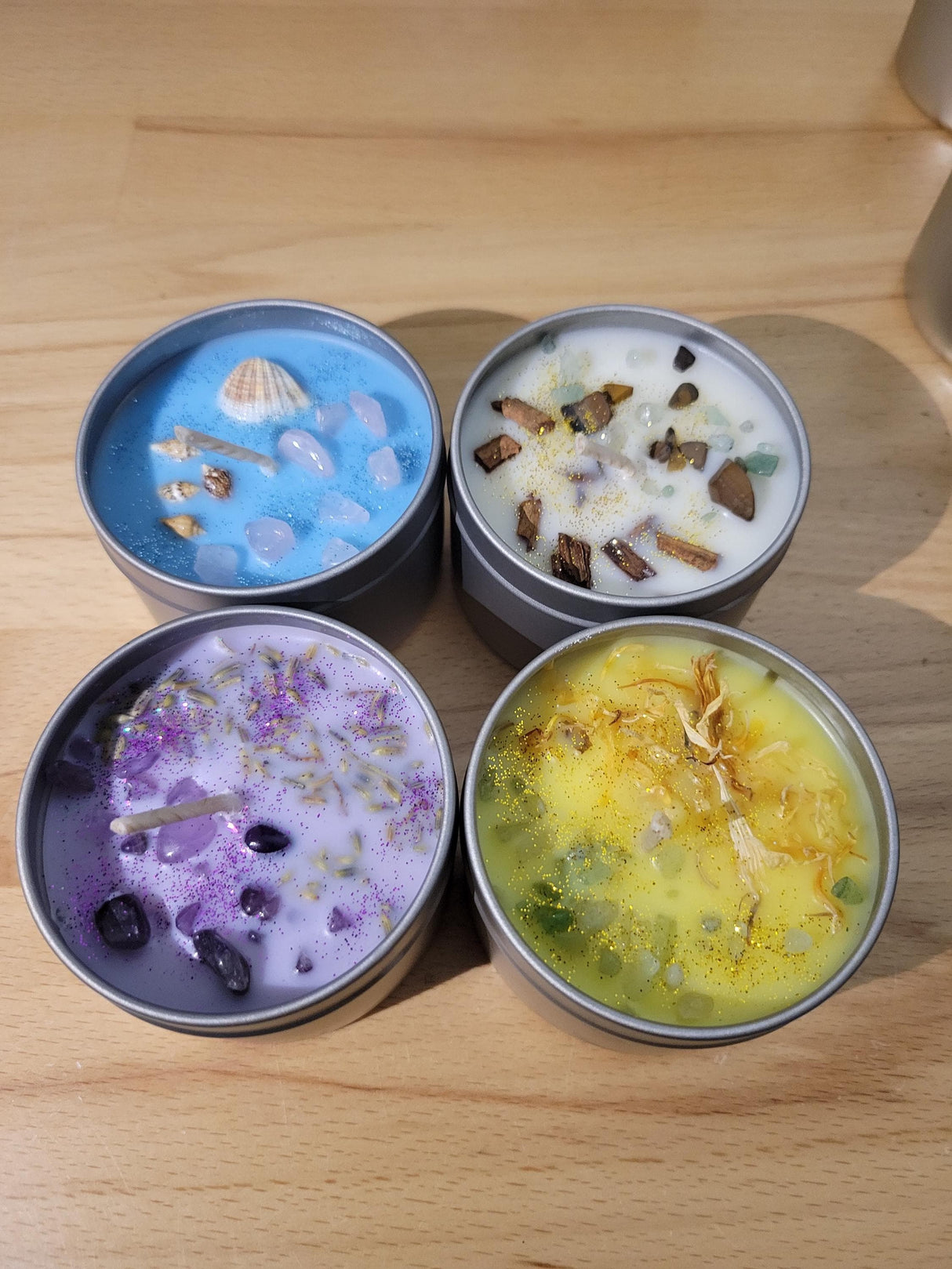 Crystal Infused Soy Candle | Floral Herbs, Ritual Decor