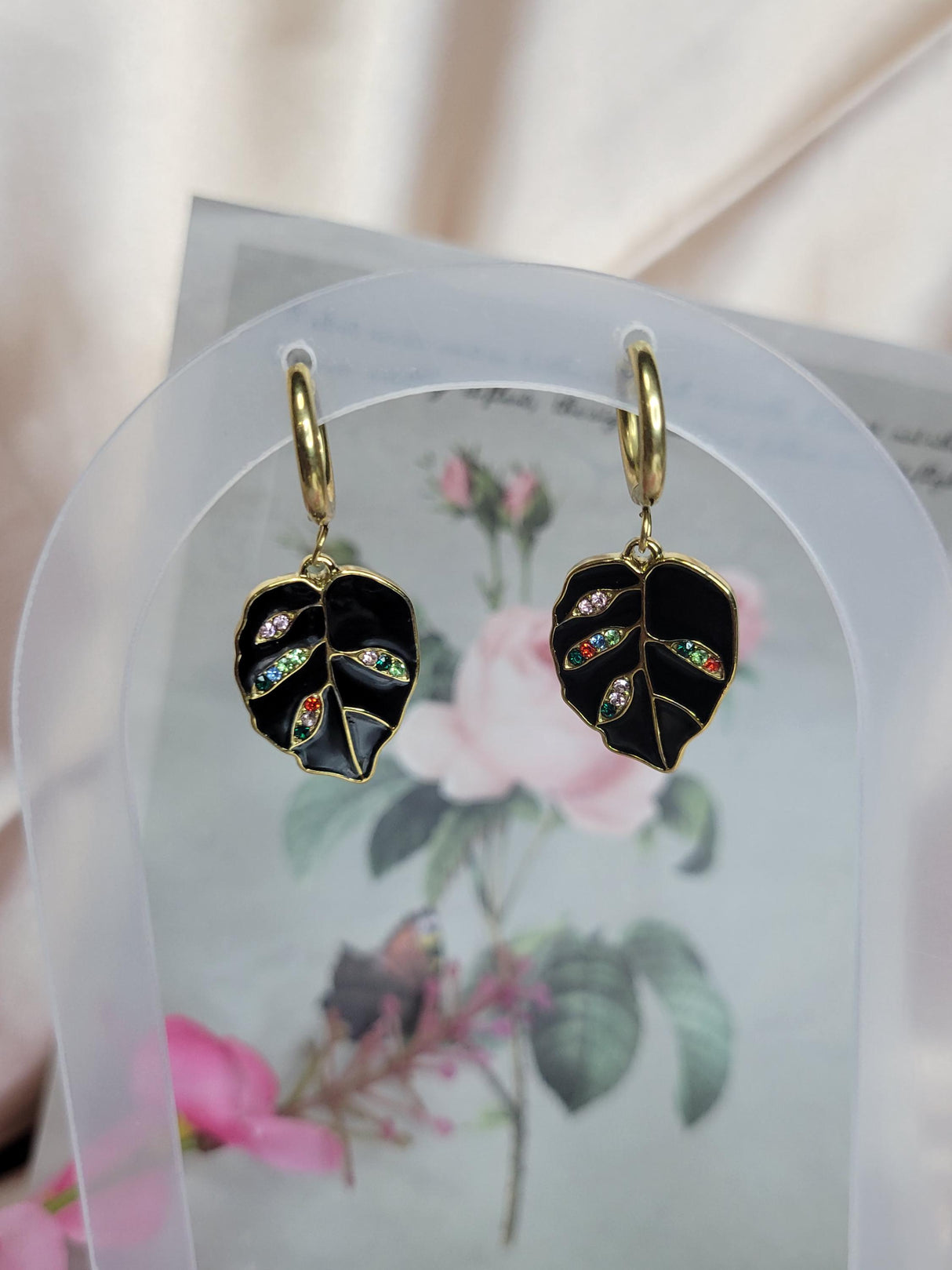Midnight Leaf Hoops - Handmade Leaf-Shaped Earrings for Boho Style - Nature Lovers & Gift for Her