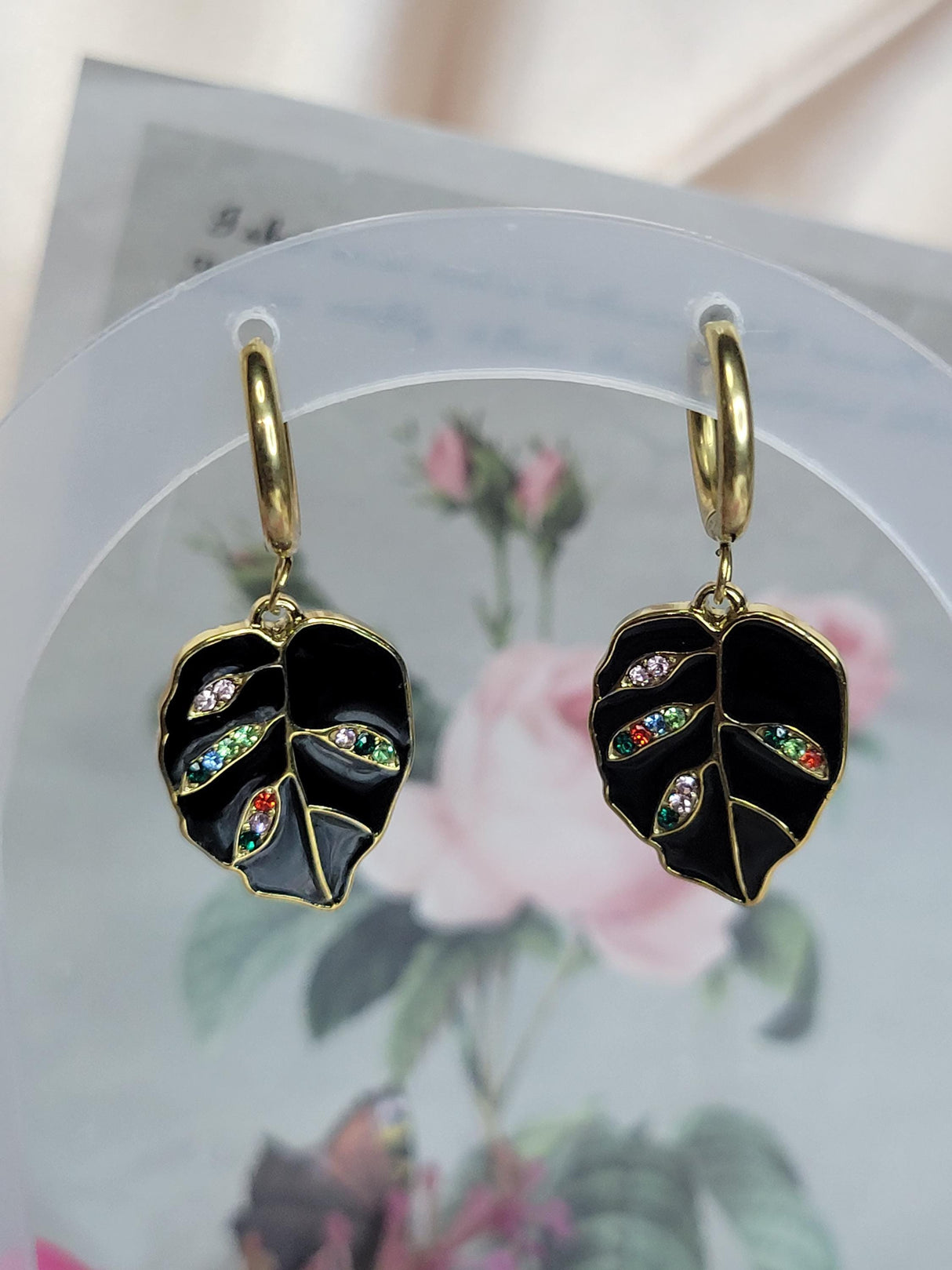 Midnight Leaf Hoops - Handmade Leaf-Shaped Earrings for Boho Style - Nature Lovers & Gift for Her