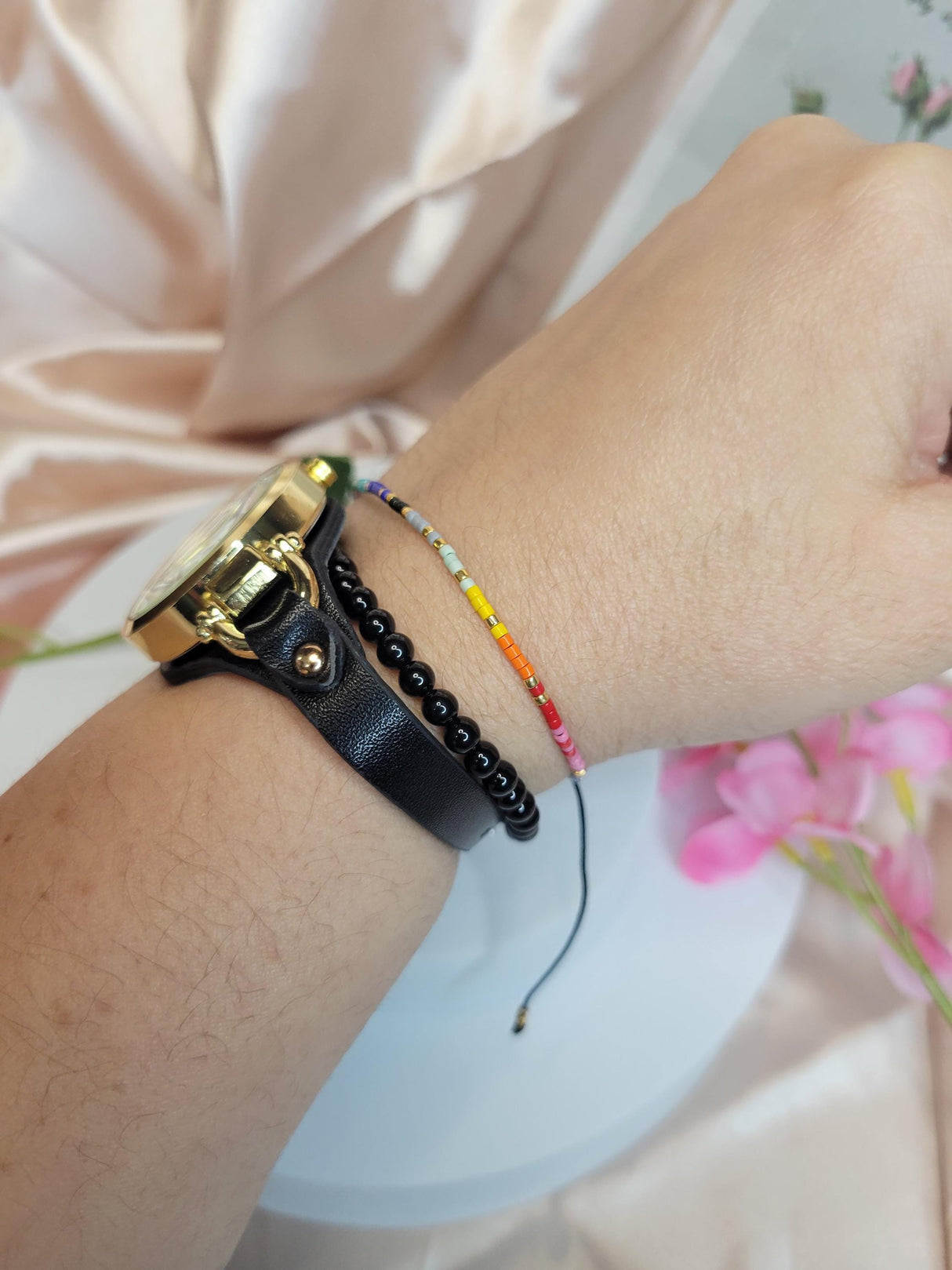 Colorful Seed Bead Adjustable Bracelet – Rainbow Boho Jewelry for All Ages, Summer Accessory