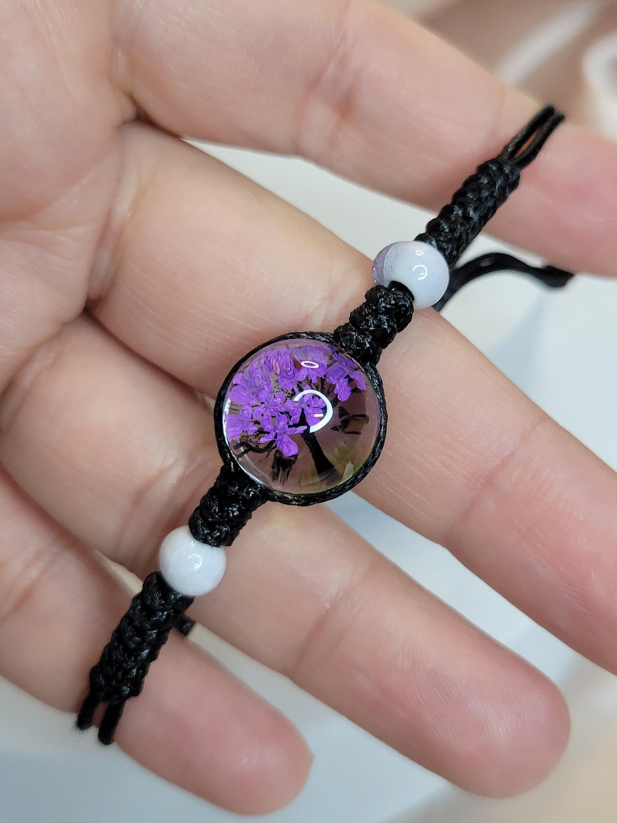 Enchanted Tree of Life & Butterflies Cord Bracelet-Nature Inspired Jewelry-Nature Growth Jewelry
