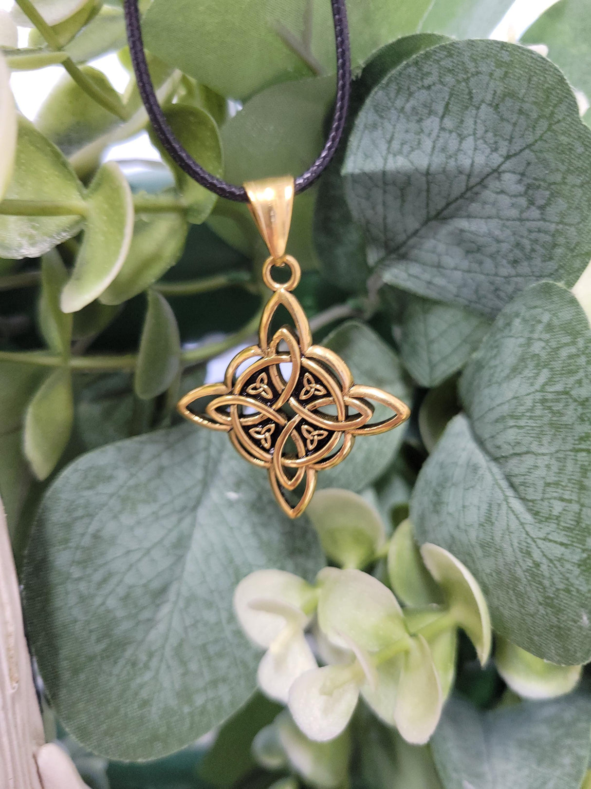 Witches Knot Gold Necklace, Protection Charm Pendant, Witches Jewelry