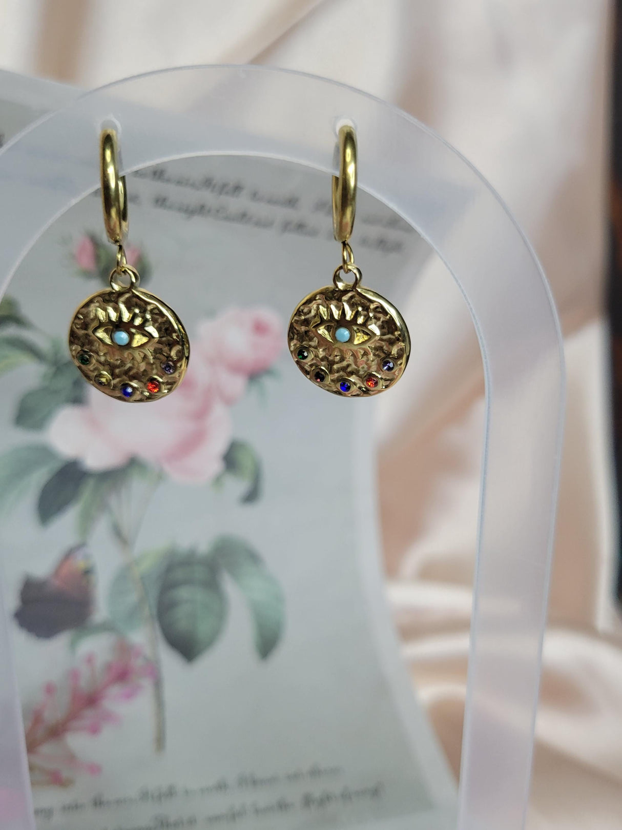 Rainbow Evil Eye Hoops-Stylish Safeguard Earrings for Protection- Spiritual Defense