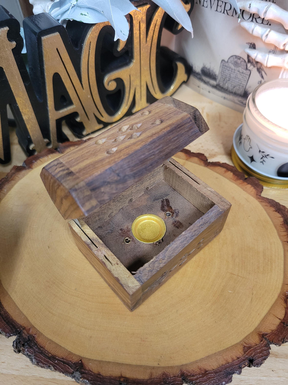 Small Wood Incense Cone Burner Handmade Home Decor Meditation and Gift for Aromatherapy Lovers