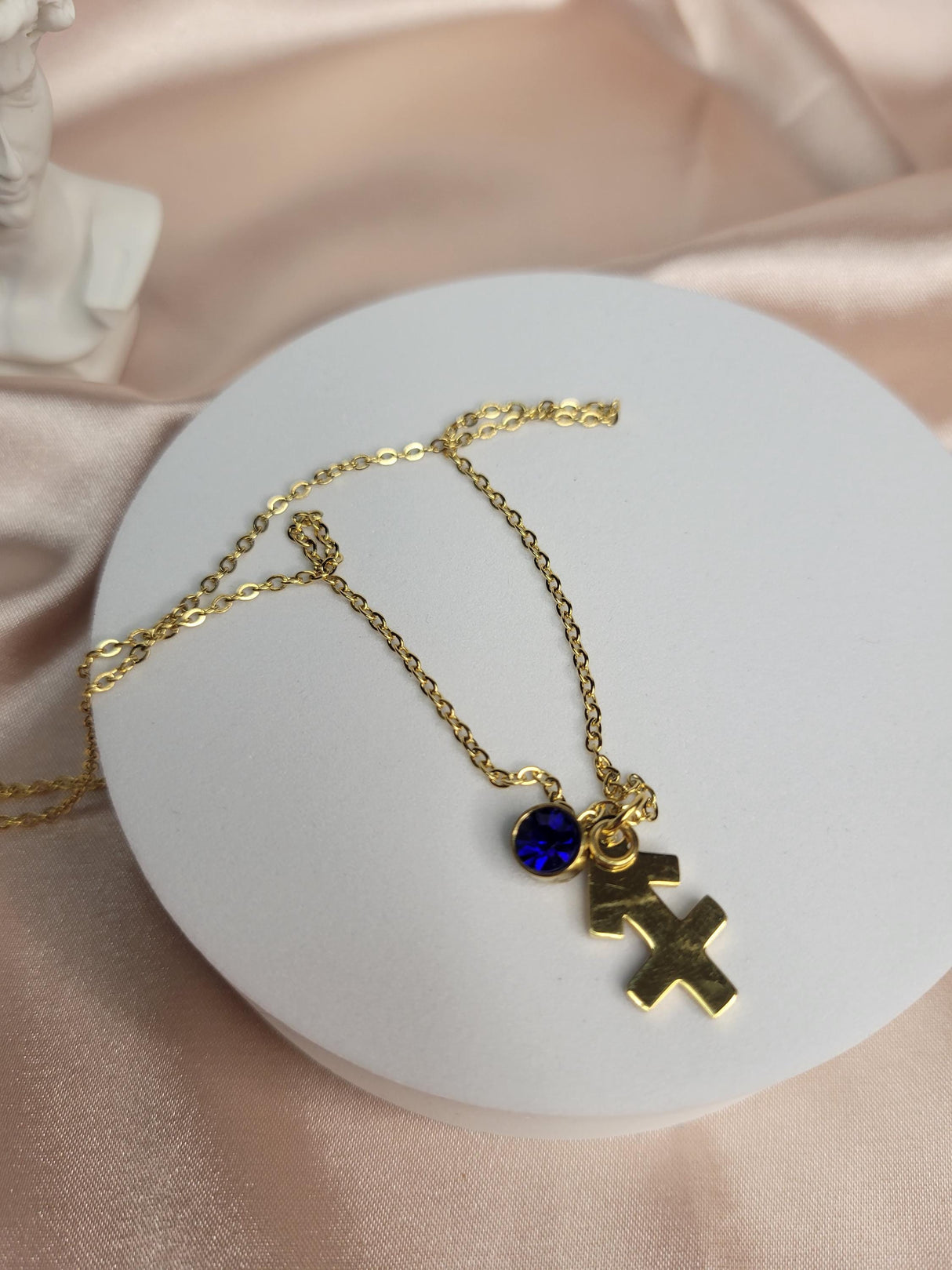 Zodiac Sign Necklace Gold – Astrology Pendant Necklace with Birthstone Charm – Horoscope Jewelry