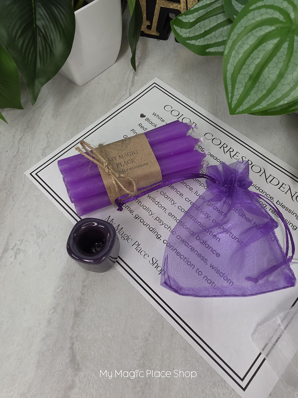 10 Colored Chime Candles Set, Custom Ritual Kit, Chime Holder, Altar Decor, Spiritual Gift