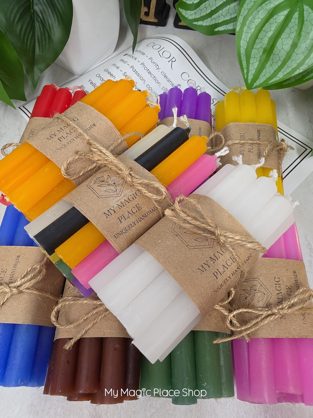 10 Colored Chime Candles Set, Custom Ritual Kit, Chime Holder, Altar Decor, Spiritual Gift