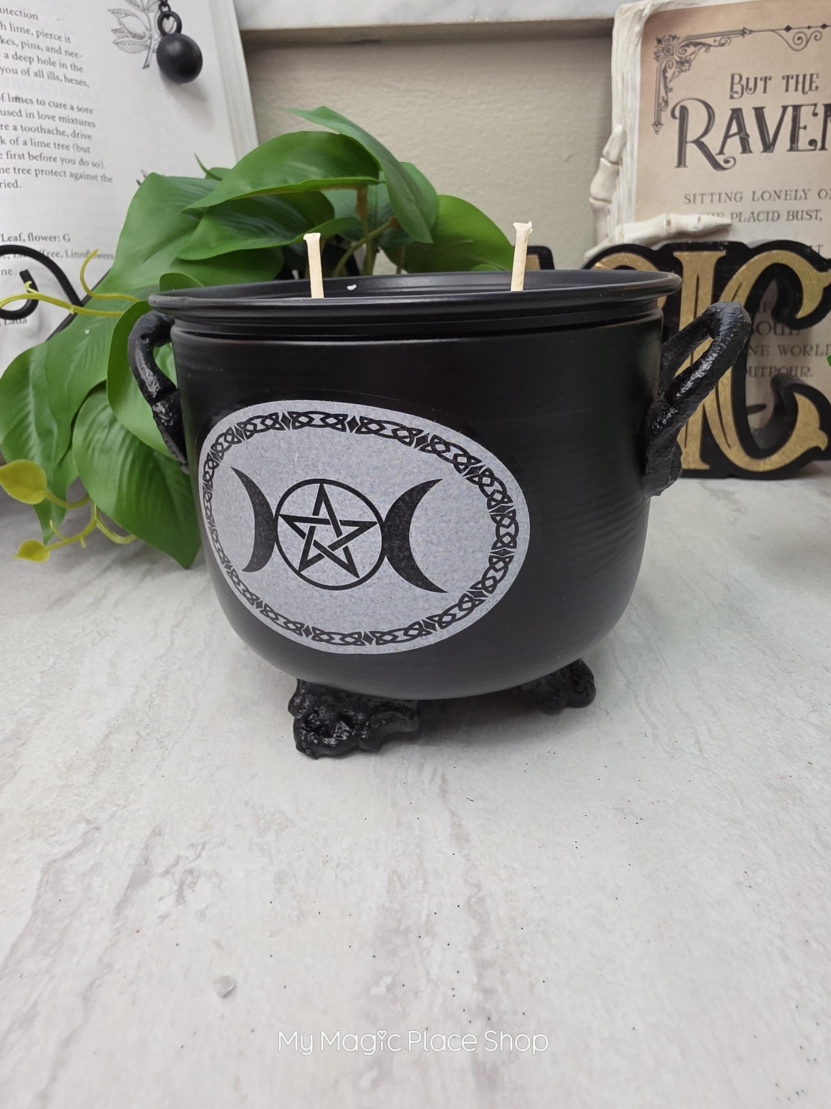 Large Triple Moon Cauldron | Handmade Soy Wax Candle | Double Wick Witchy Decor | Custom Fragrance