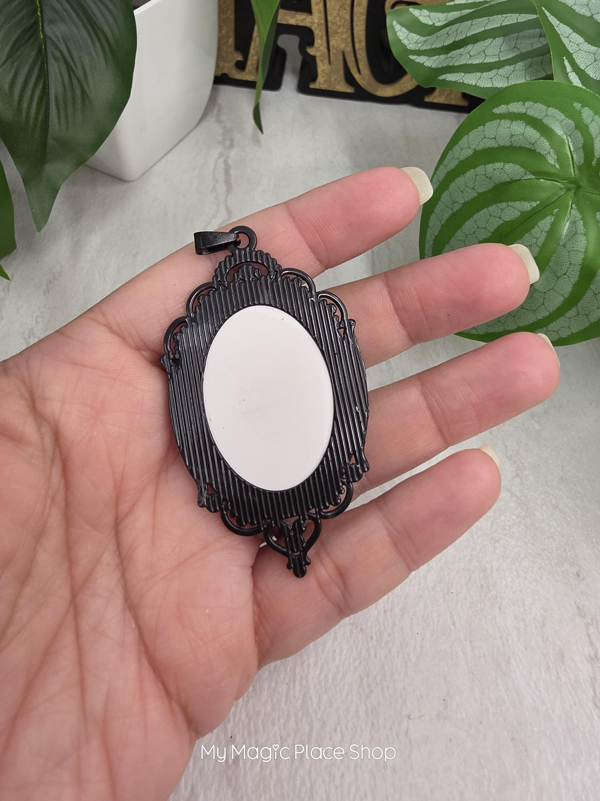 Oval Gothic Witch Hat Pendant, Glass Cabochon Pendant, DIY Jewelry Charm, Witchy Craft Supply, Necklace Making Pendant, Quantity 1