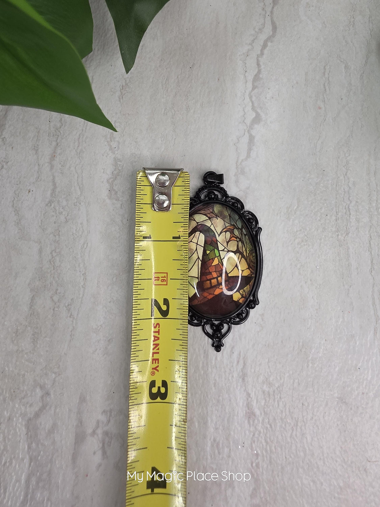 Oval Gothic Witch Hat Pendant, Glass Cabochon Pendant, DIY Jewelry Charm, Witchy Craft Supply, Necklace Making Pendant, Quantity 1