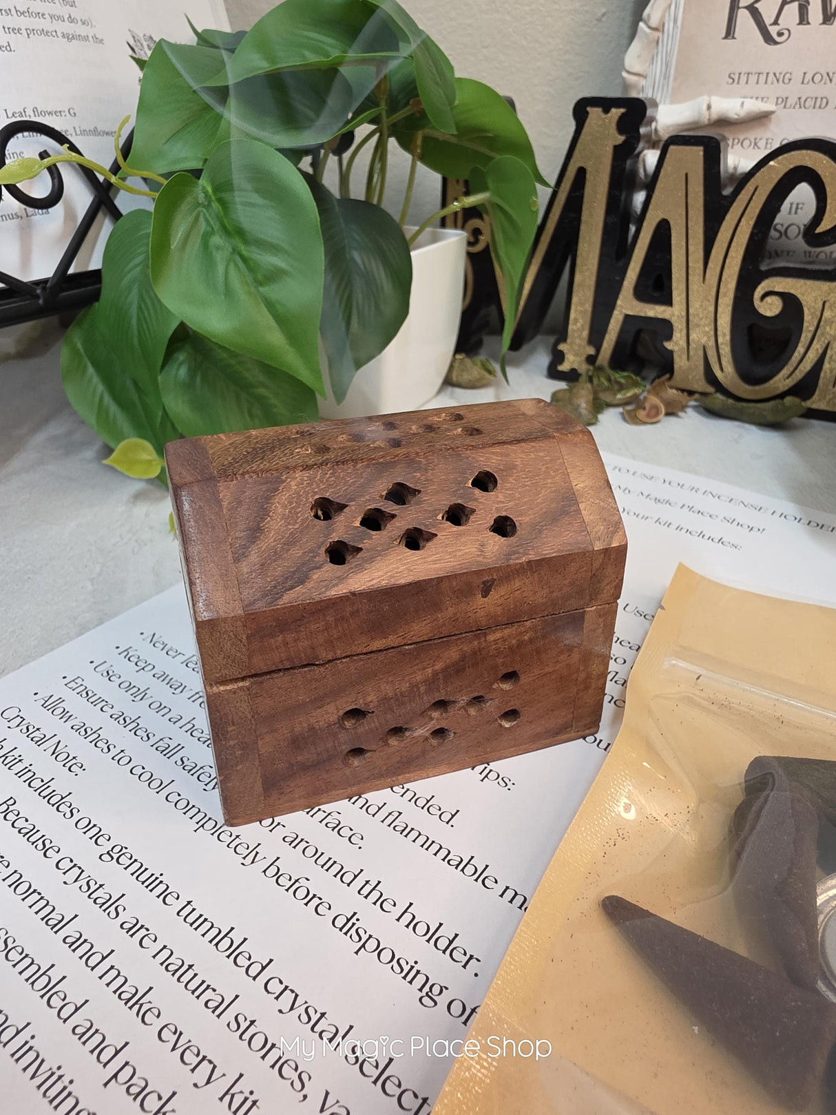 Wooden Incense Cone Burner Box Gift Set, Incense Kit with Scent Choice, Decorative Incense Holder, Meditation Gift, Home Fragrance