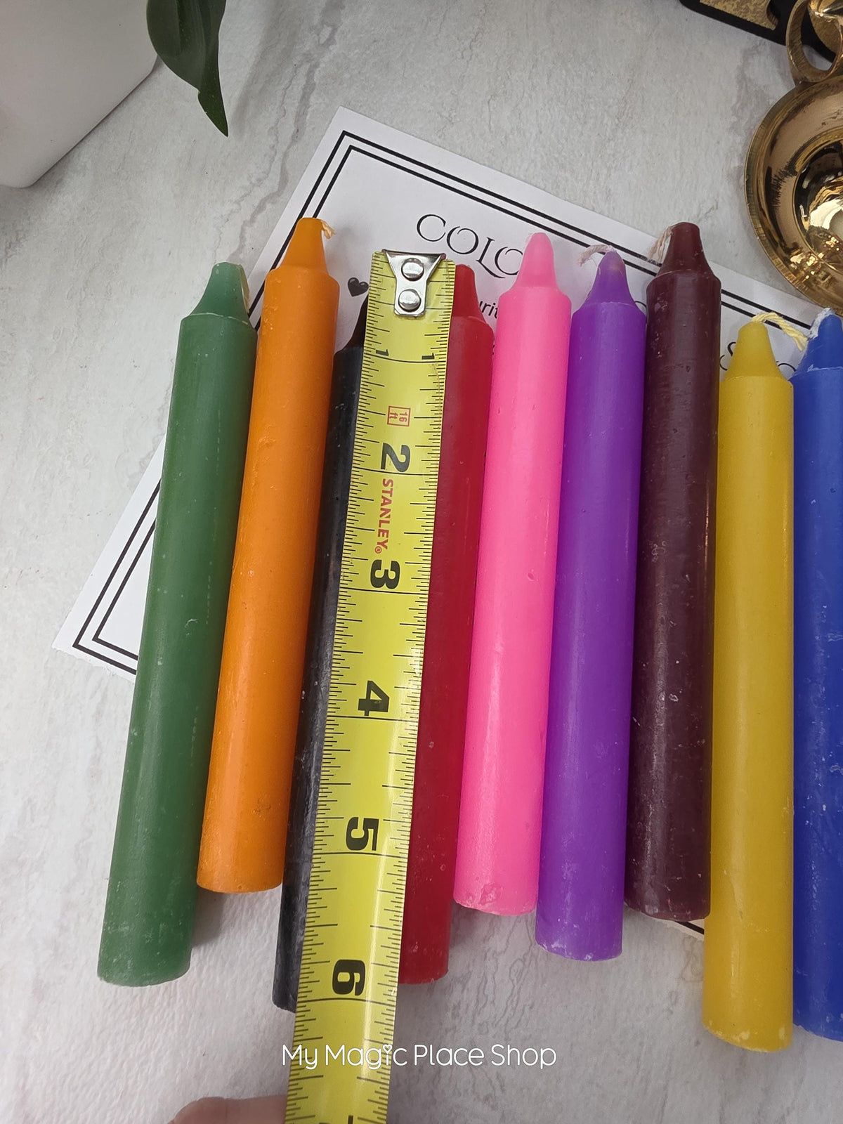 Colored Taper Candles Set with Candle Holder, Color Guide Card, Altar Decor, Meditation Gift
