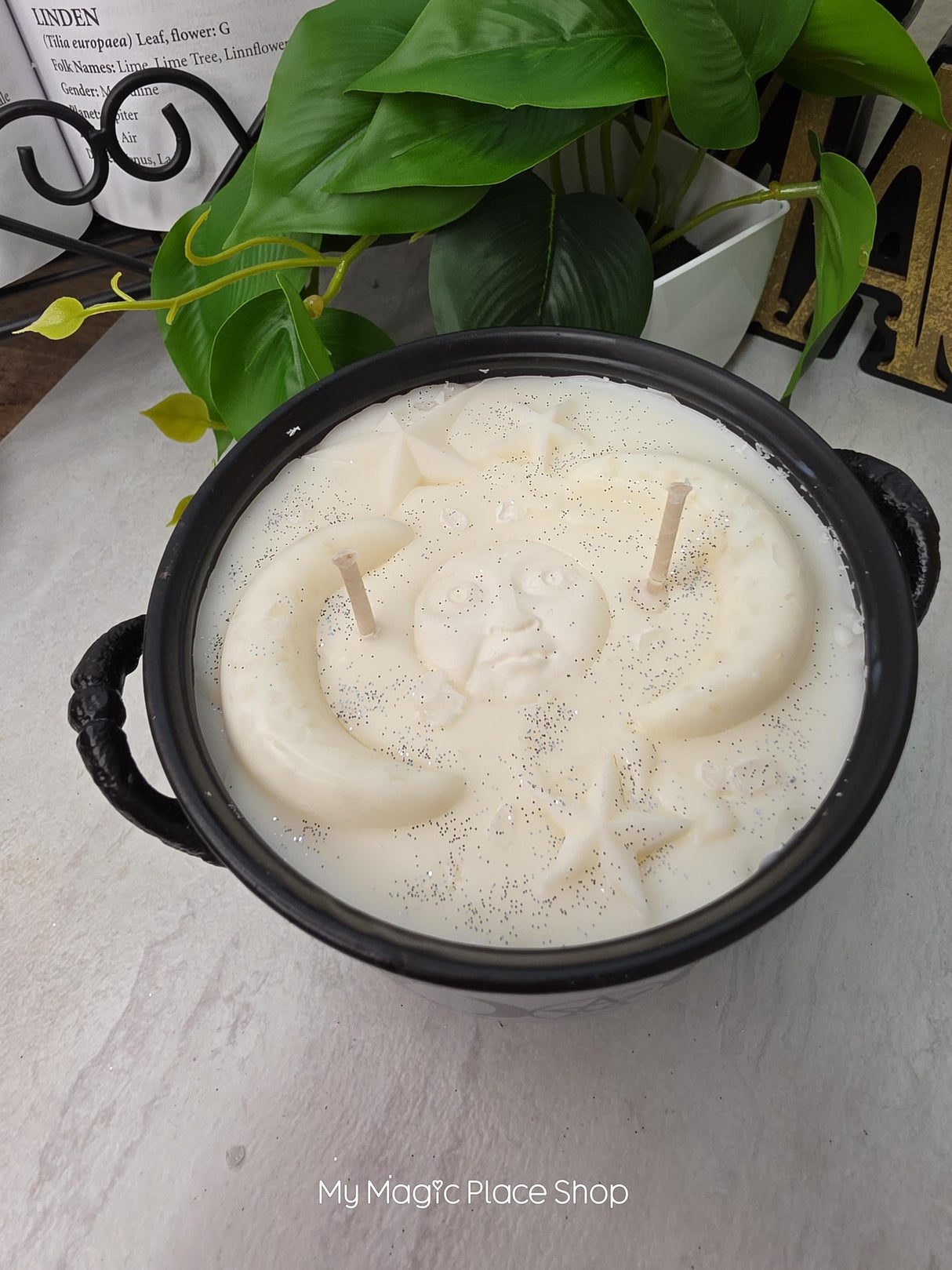 Large Triple Moon Cauldron | Handmade Soy Wax Candle | Double Wick Witchy Decor | Custom Fragrance