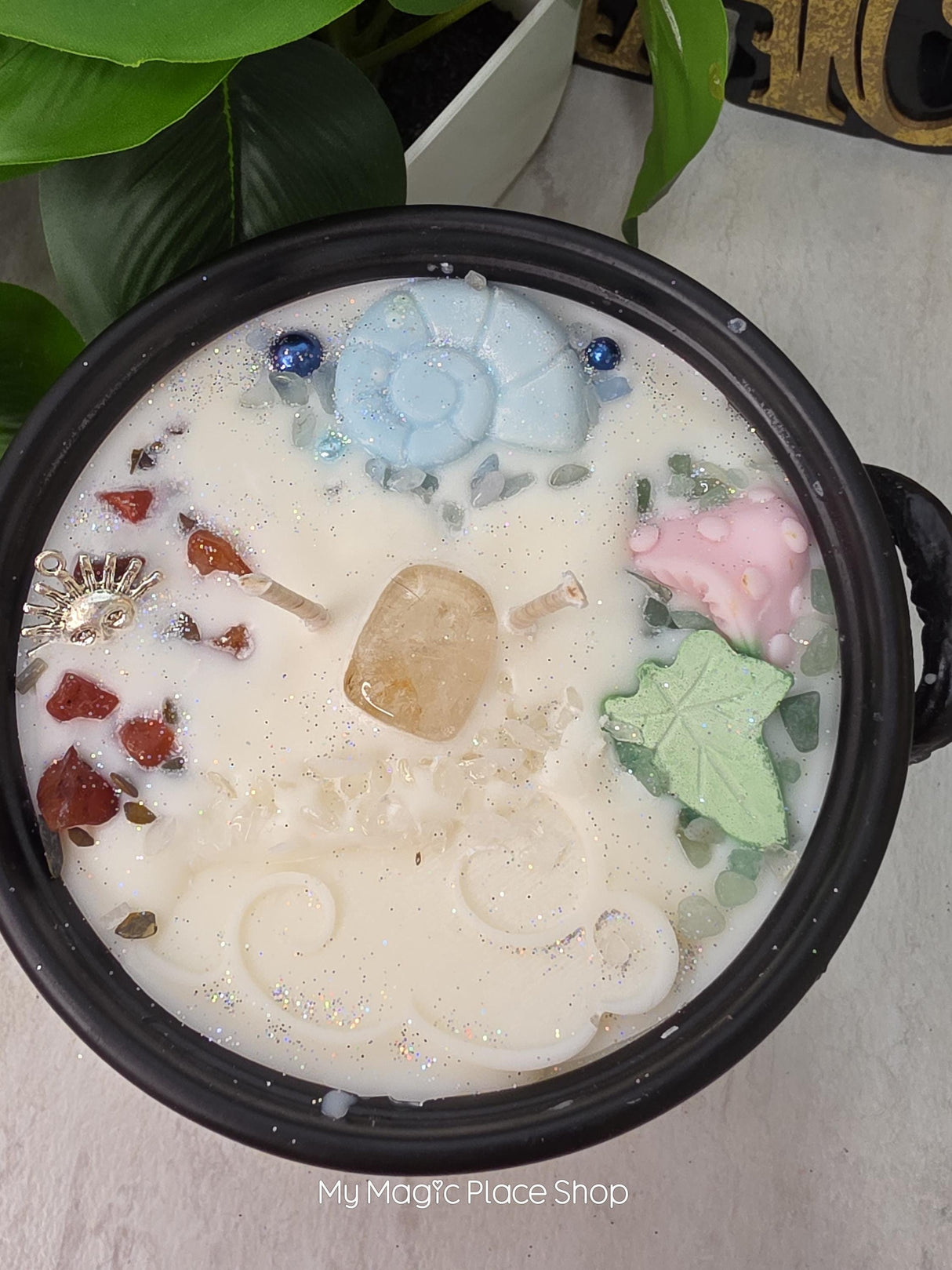 Five Elements Cauldron Candle | Handmade Soy Wax | Earth Air Fire Water Spirit |Pagan Altar