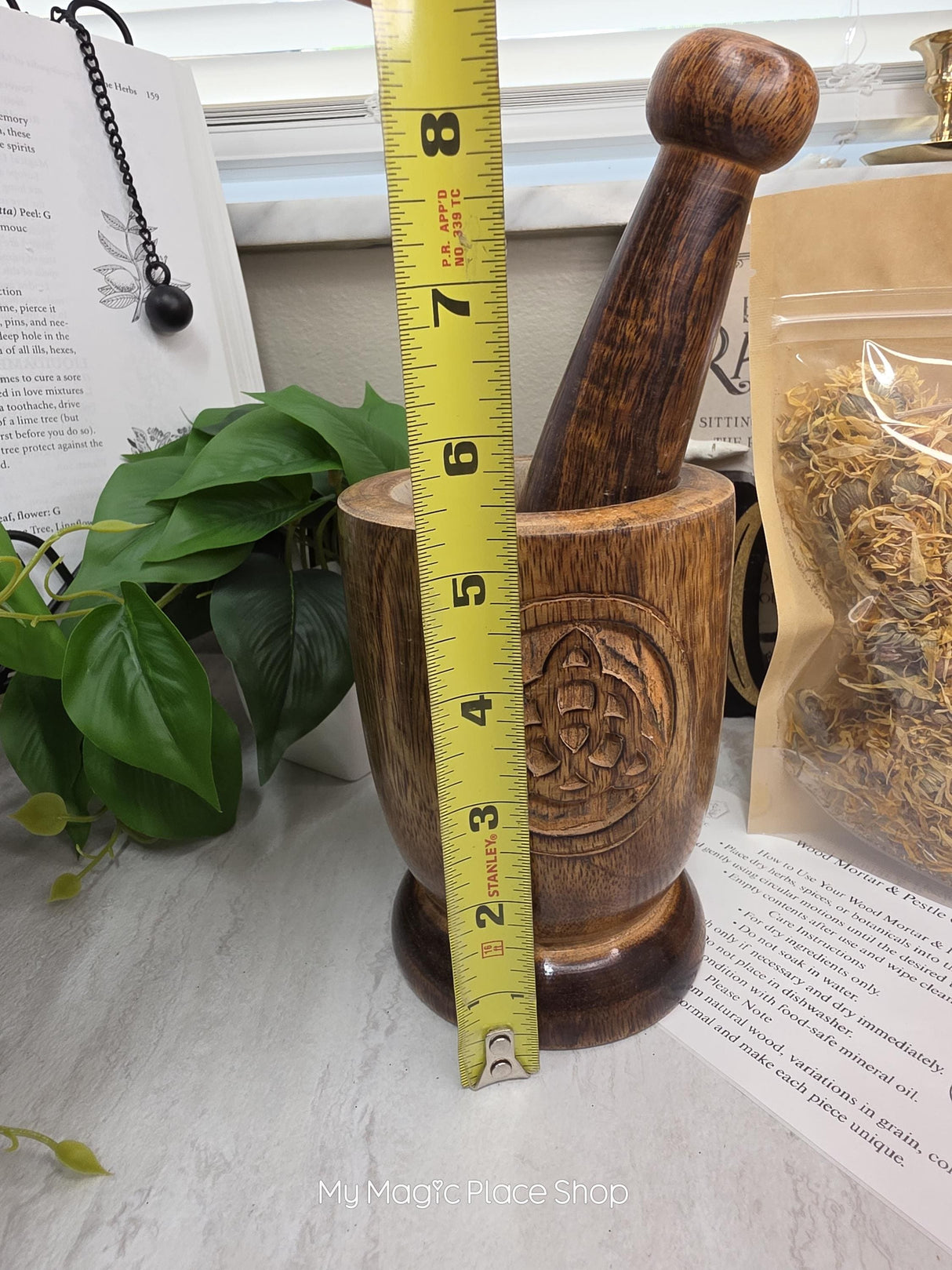 Wood Mortar & Pestle Kit Dried Herb | Herbal Set | Witchcraft Altar | Herb Preparation | Ritual Supplies