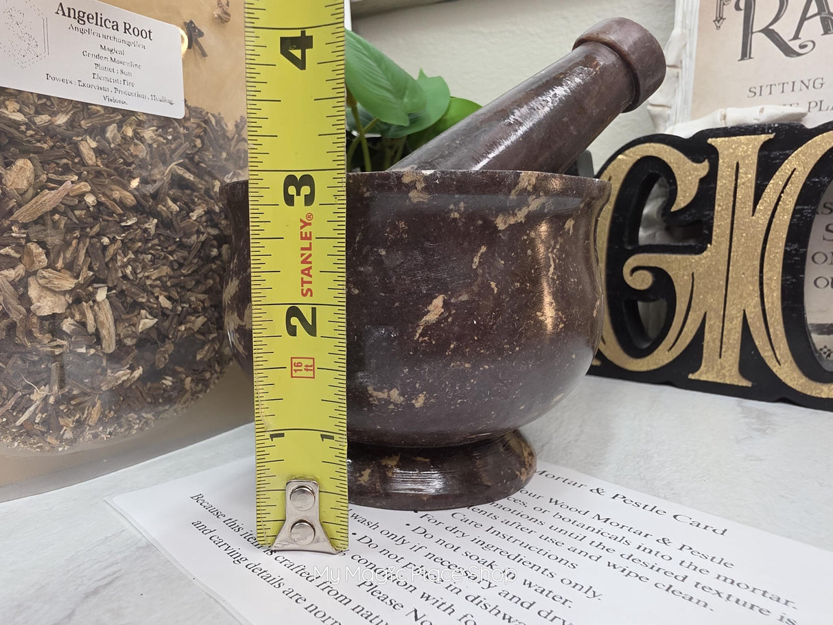 Natural Soapstone Mortar and Pestle Kit | Herb of Choice Included | Witchcraft | Herbal Altar Tool