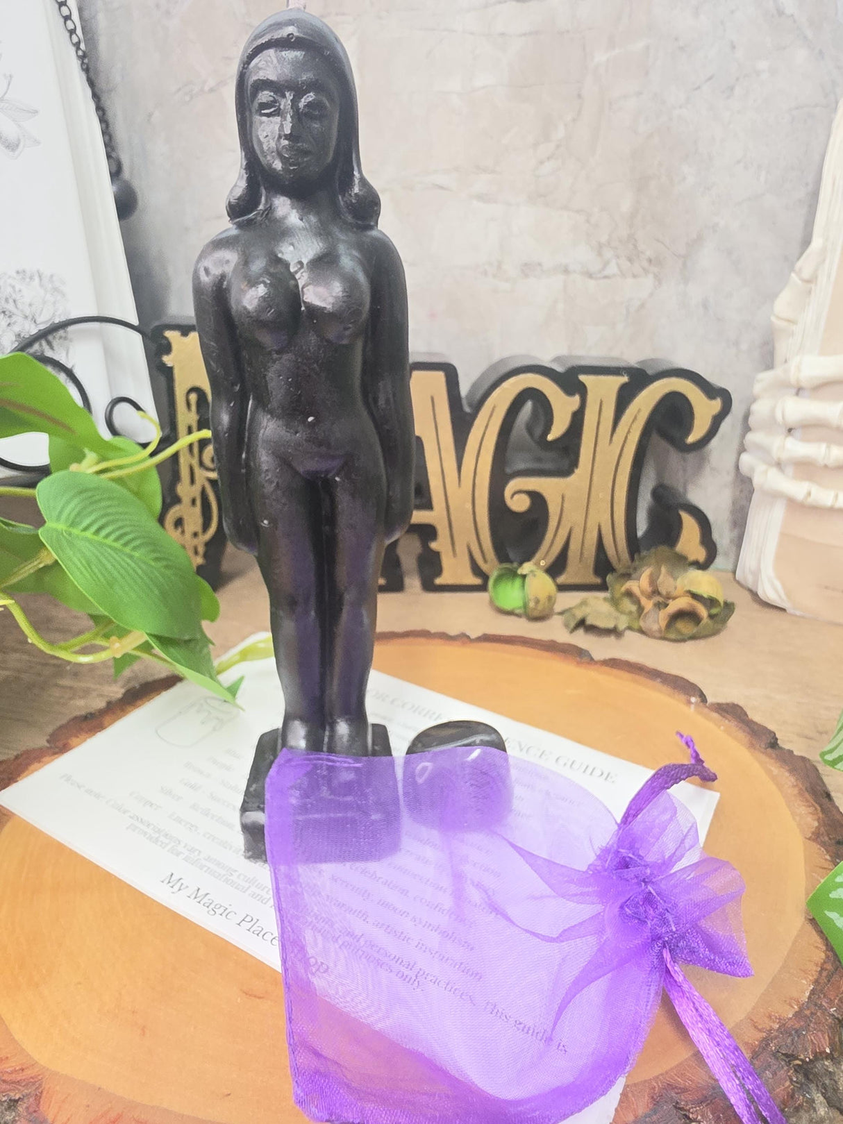 Female Figure Candle Gift Set with Crystal, Organza Bag (Color Guide)