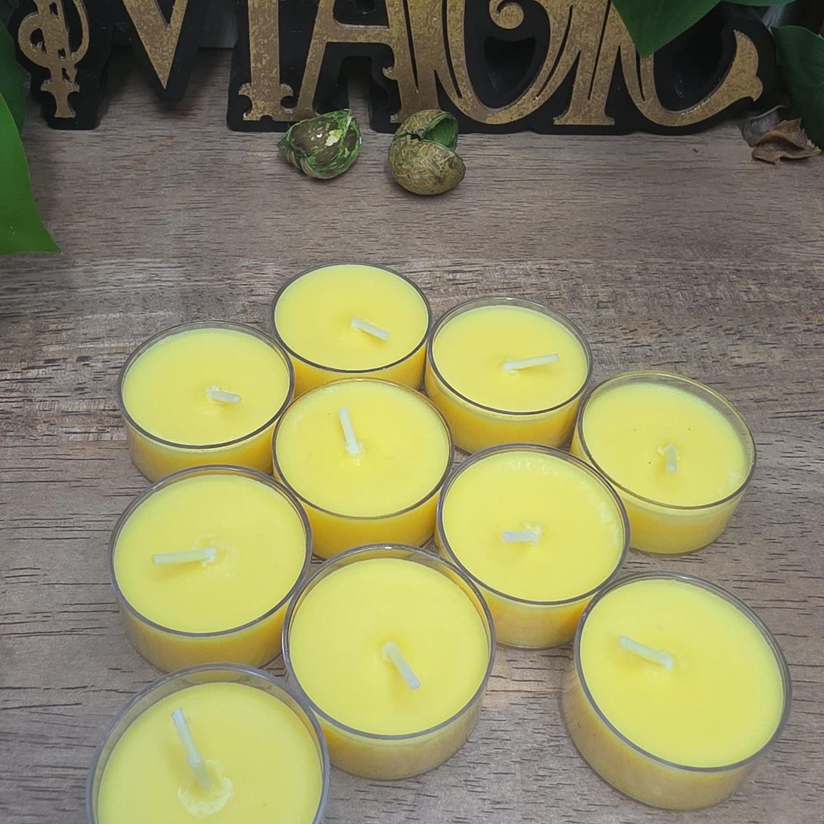 Handmade Soy Wax Tealights, Unscented Yellow Candles (Set of 6 or 10)