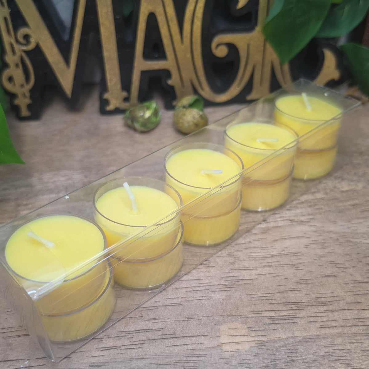 Handmade Soy Wax Tealights, Unscented Yellow Candles (Set of 6 or 10)