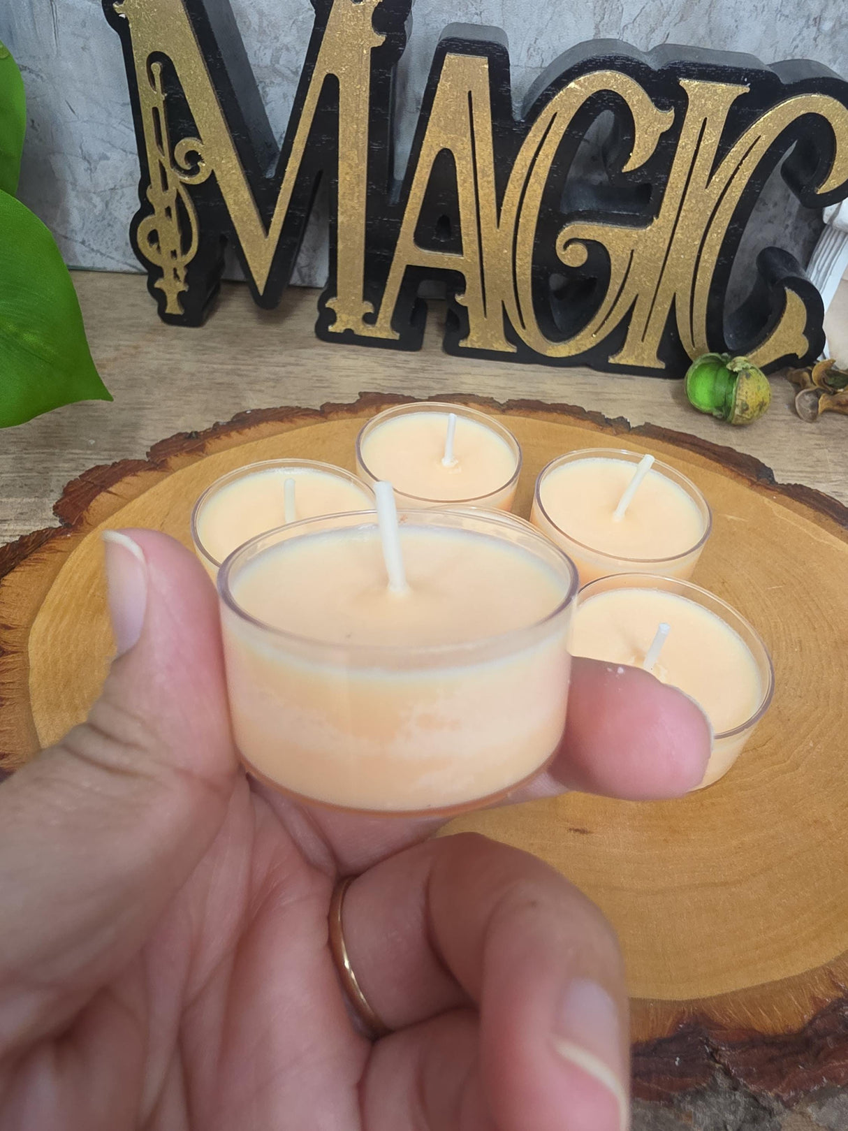 Handmade Soy Wax Tealights, Unscented Orange Candles (Set of 6 or 10)