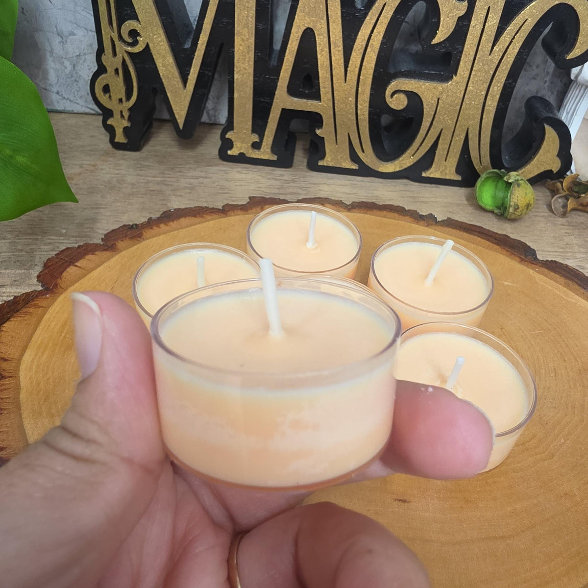 Handmade Soy Wax Tealights, Unscented Orange Candles (Set of 6 or 10)
