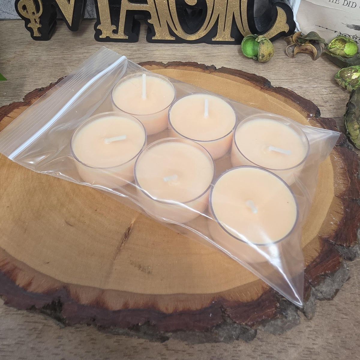 Handmade Soy Wax Tealights, Unscented Orange Candles (Set of 6 or 10)