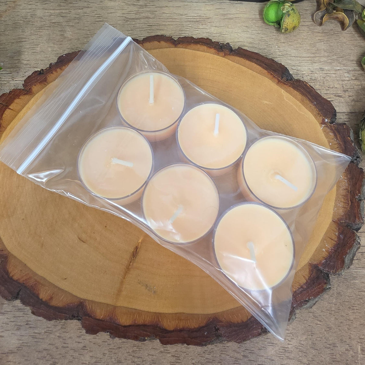 Handmade Soy Wax Tealights, Unscented Orange Candles (Set of 6 or 10)