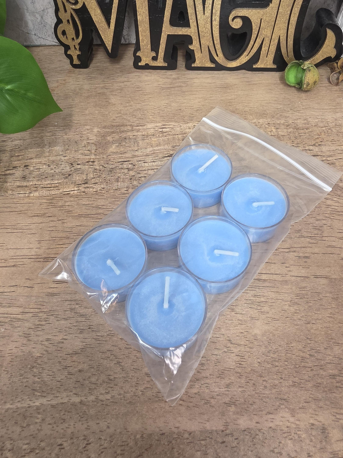 Handmade Soy Wax Tealights, Unscented Blue Candles (Set of 6 or 10)
