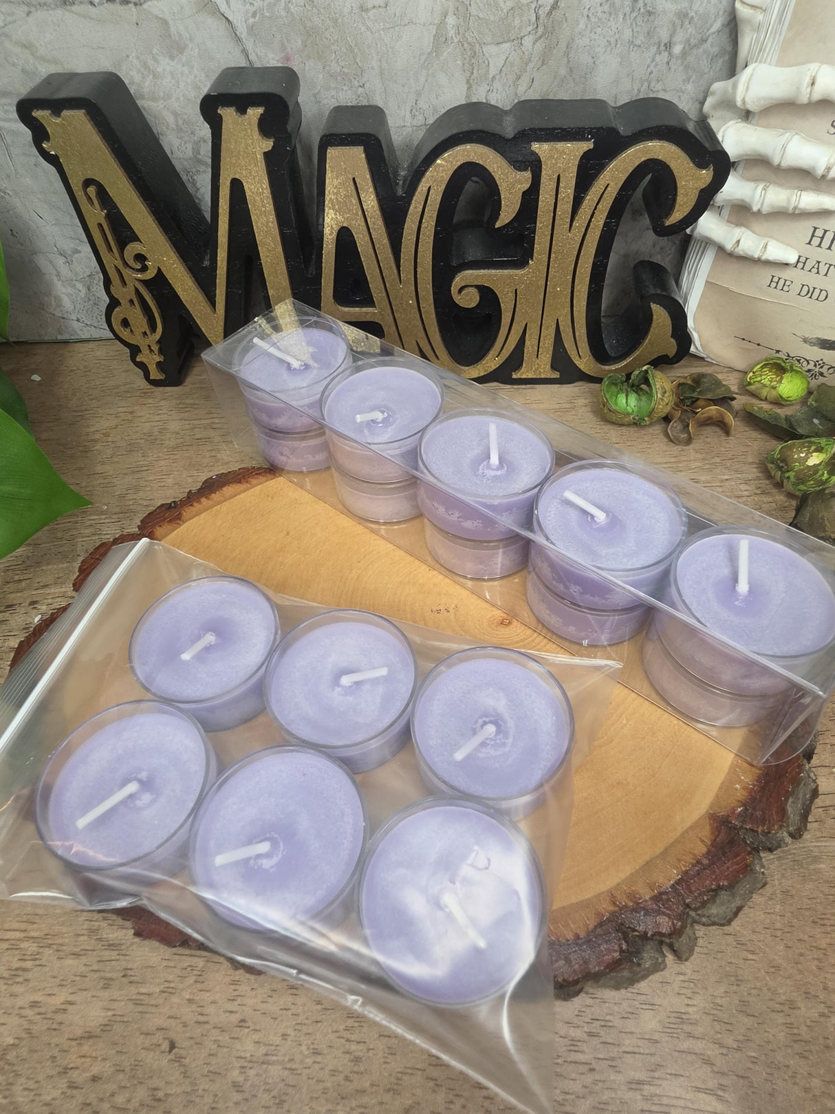 Handmade Soy Wax Tealights, Unscented Purple Candles (Set of 6 or 10)