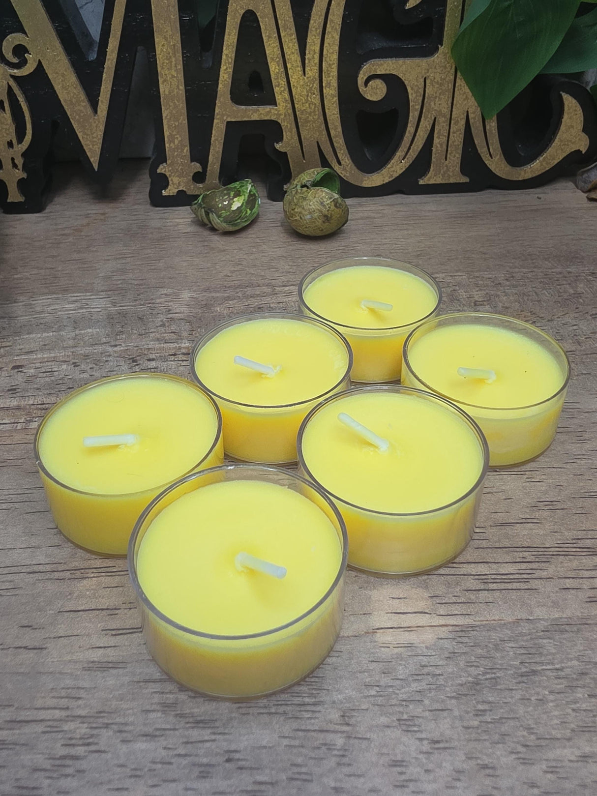 Handmade Soy Wax Tealights, Unscented Yellow Candles (Set of 6 or 10)