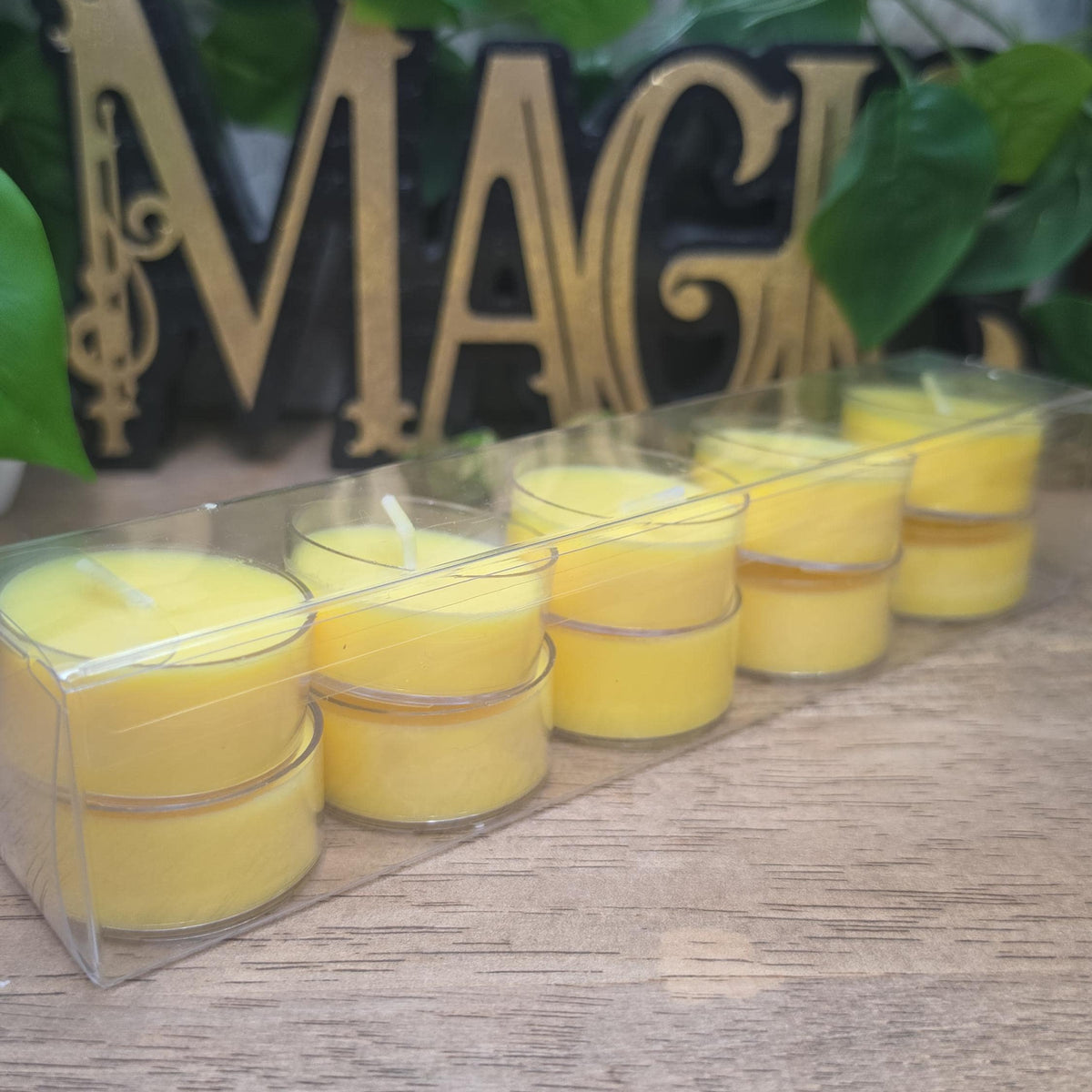 Handmade Soy Wax Tealights, Unscented Yellow Candles (Set of 6 or 10)
