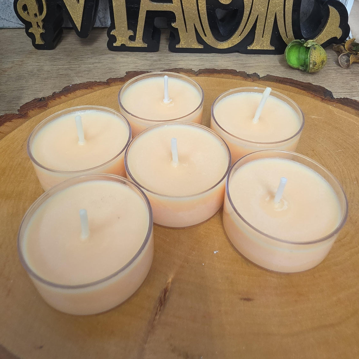 Handmade Soy Wax Tealights, Unscented Orange Candles (Set of 6 or 10)