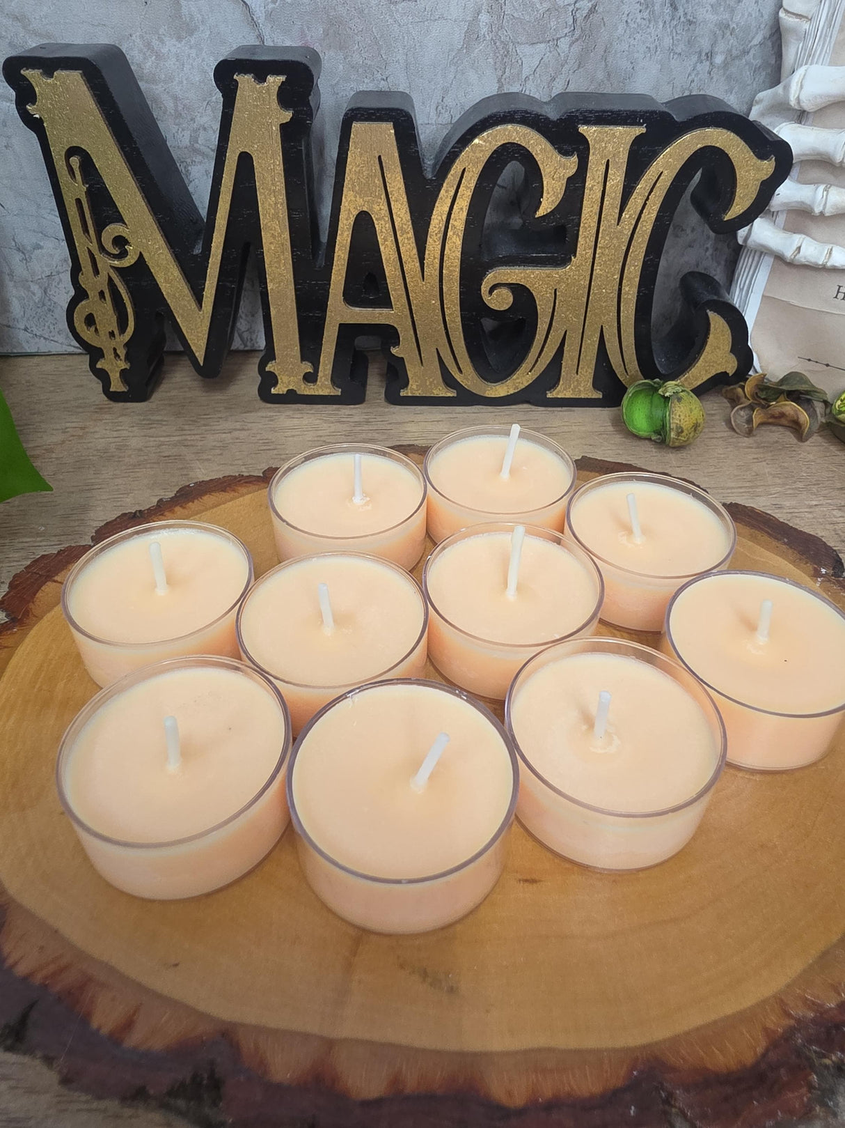 Handmade Soy Wax Tealights, Unscented Orange Candles (Set of 6 or 10)