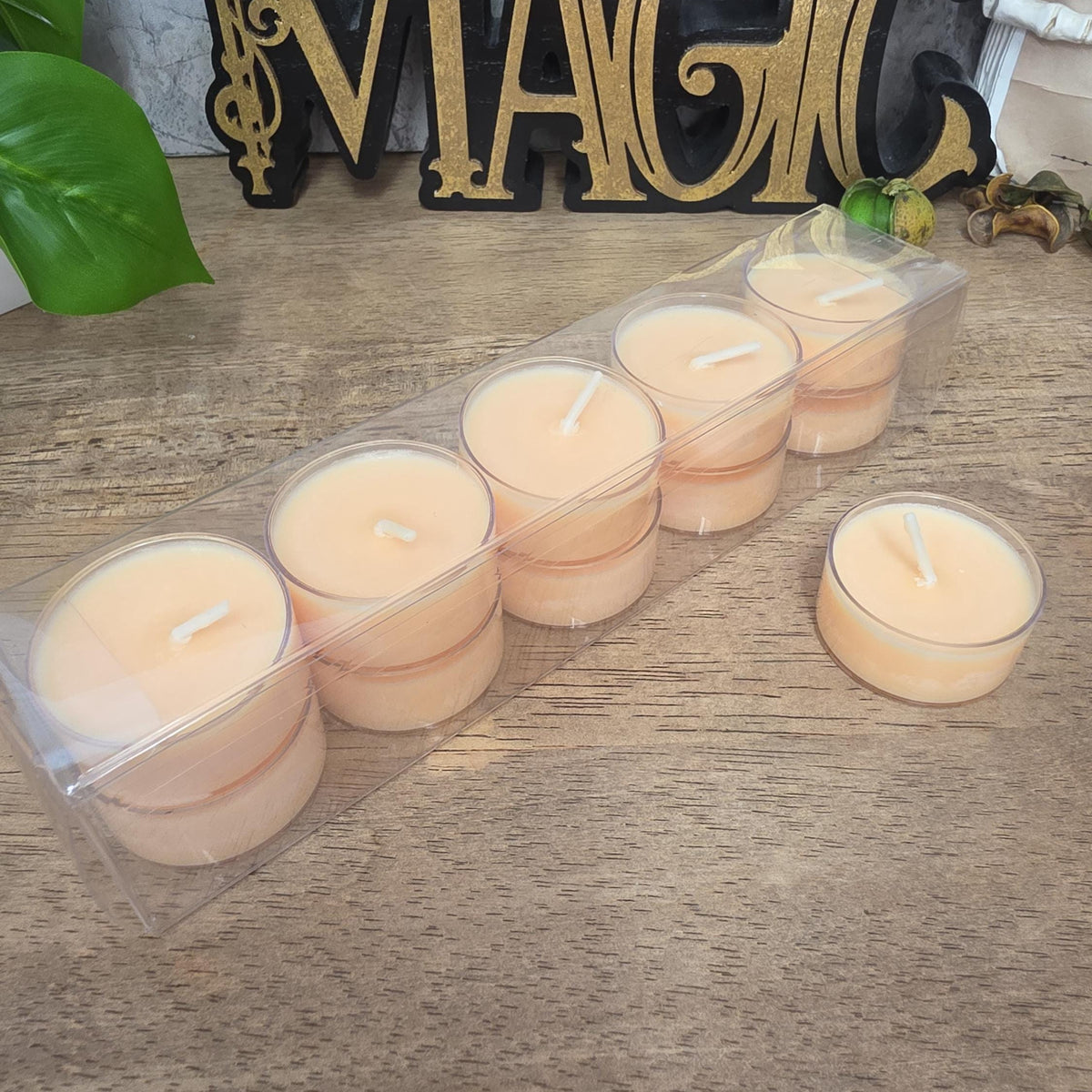 Handmade Soy Wax Tealights, Unscented Orange Candles (Set of 6 or 10)