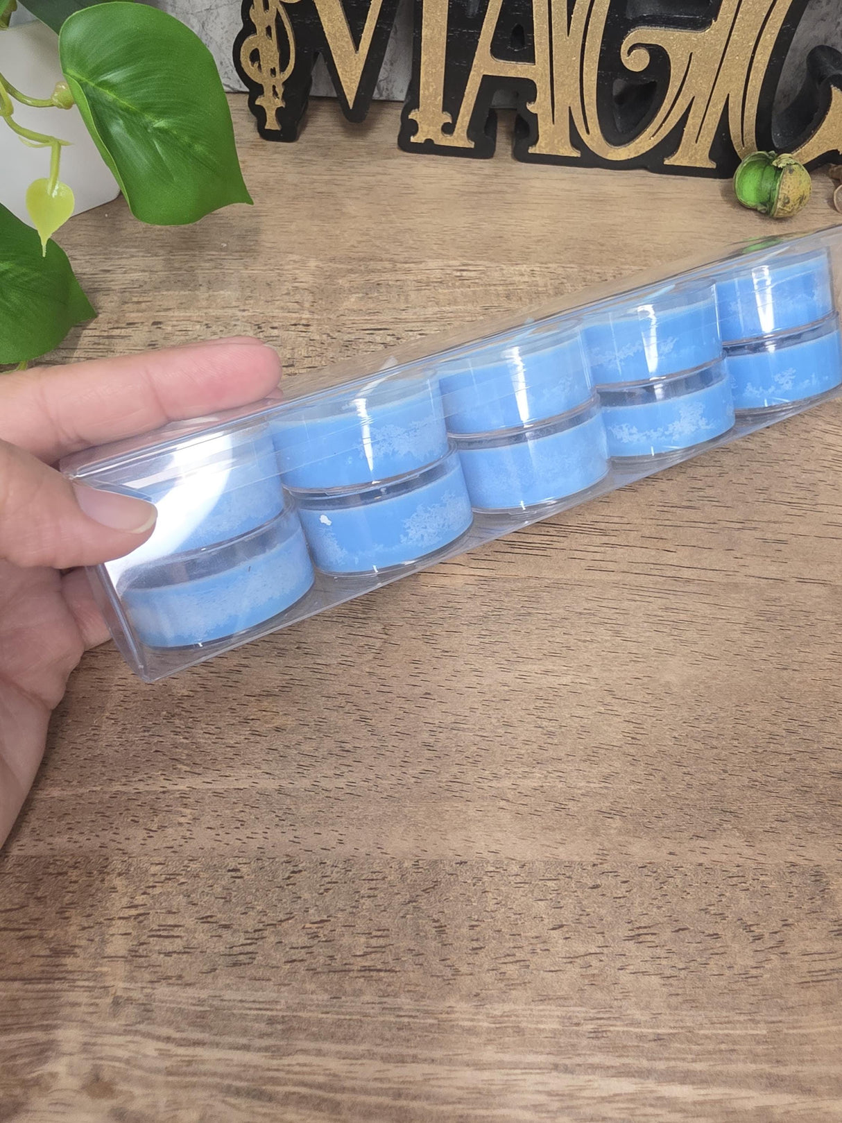 Handmade Soy Wax Tealights, Unscented Blue Candles (Set of 6 or 10)