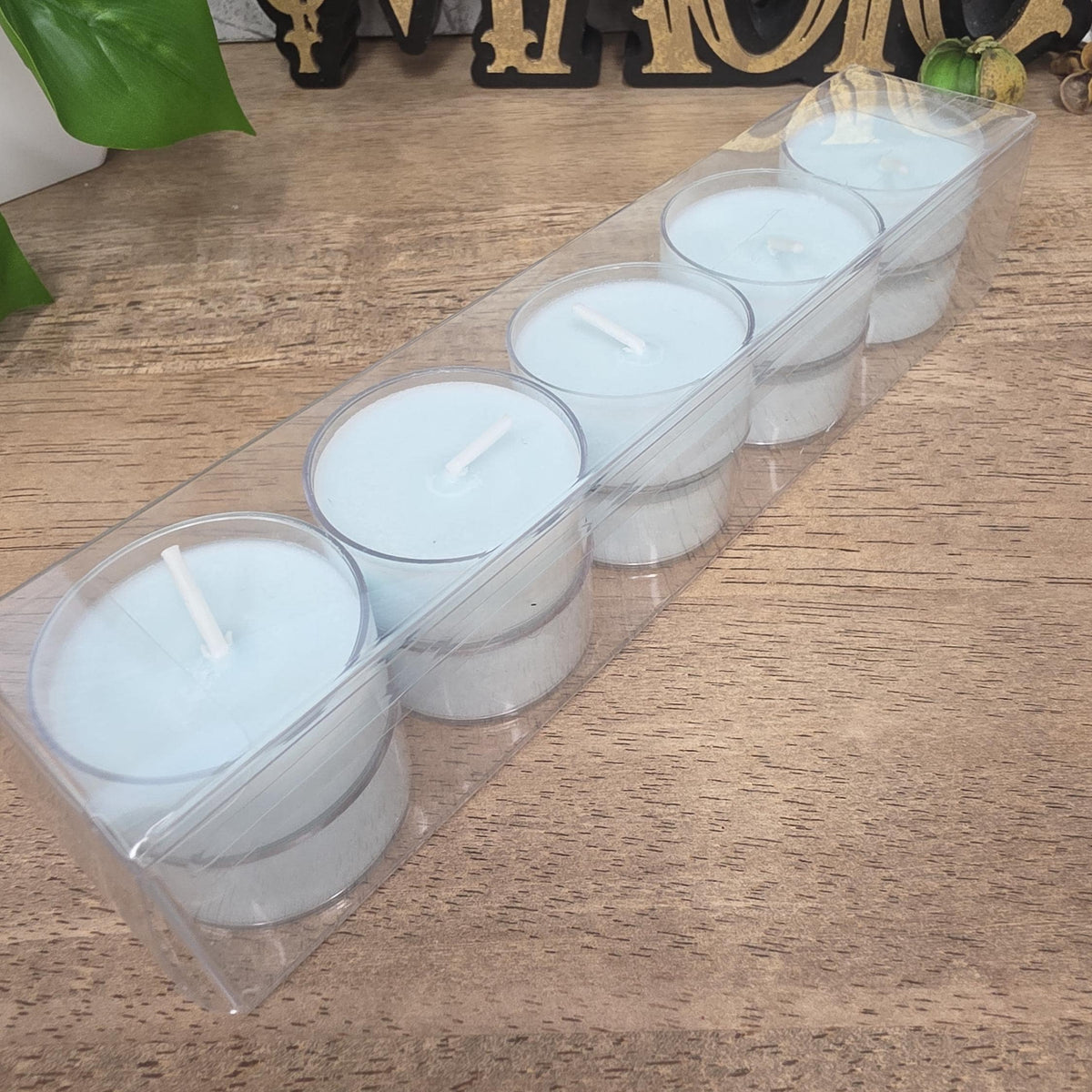 Handmade Soy Wax Tealights, Unscented Light Blue Candles (Set of 6 or 10)