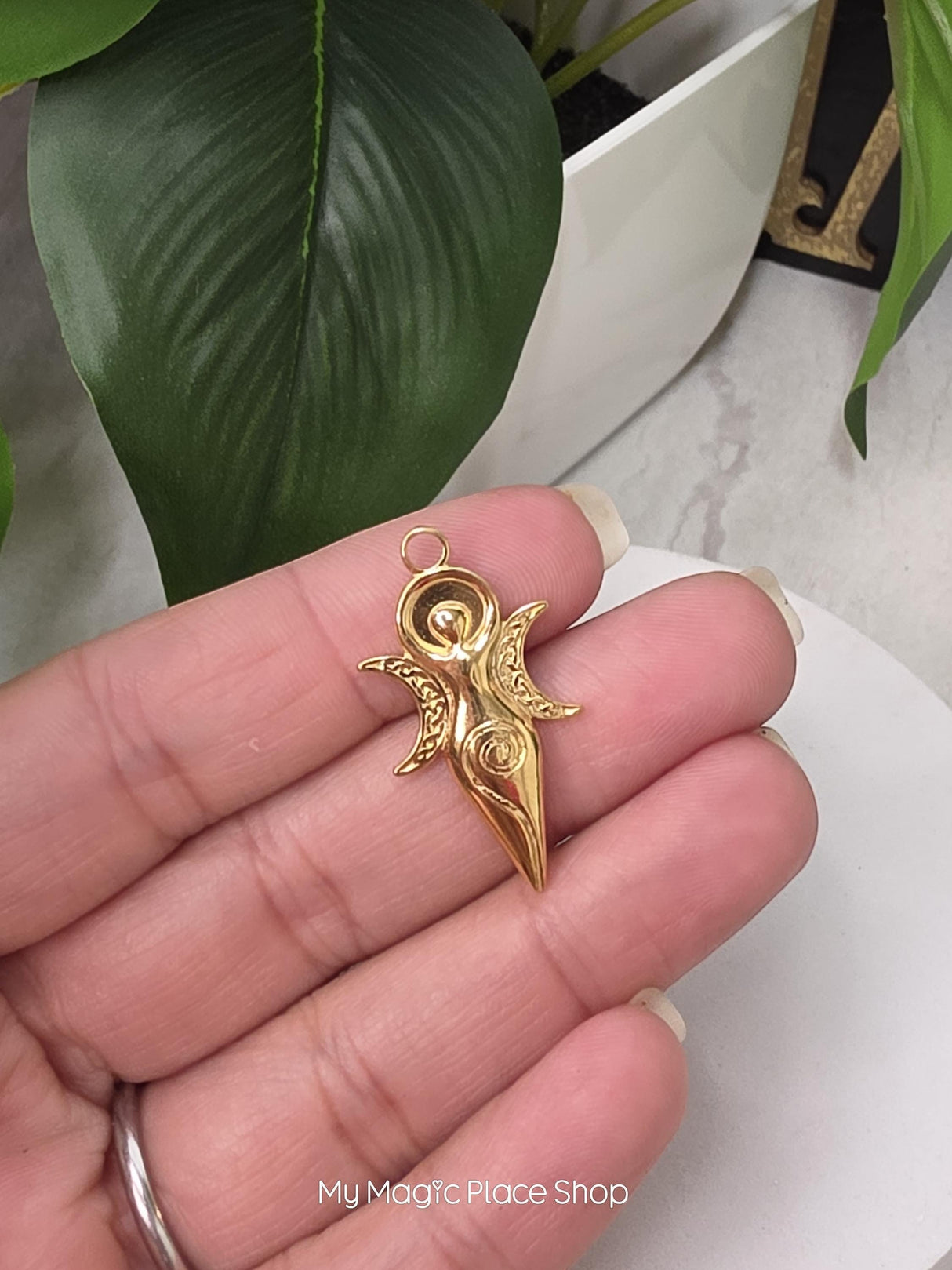 My Magic Place Shop gold goddess charm pendant for DIY jewelry making and spiritual necklaces